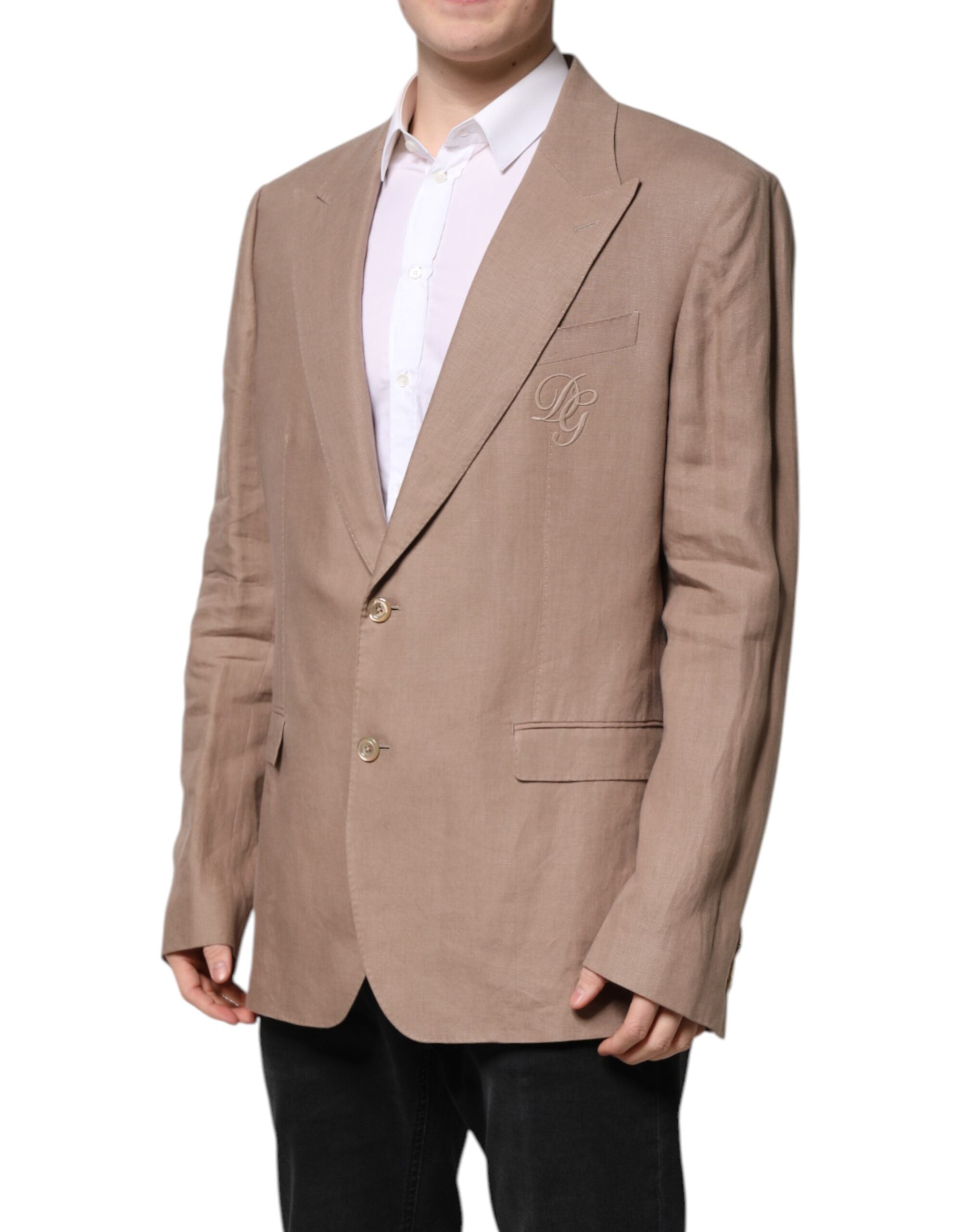Dolce & Gabbana Beige TAORMINA Single Breasted Coat Men's Blazer