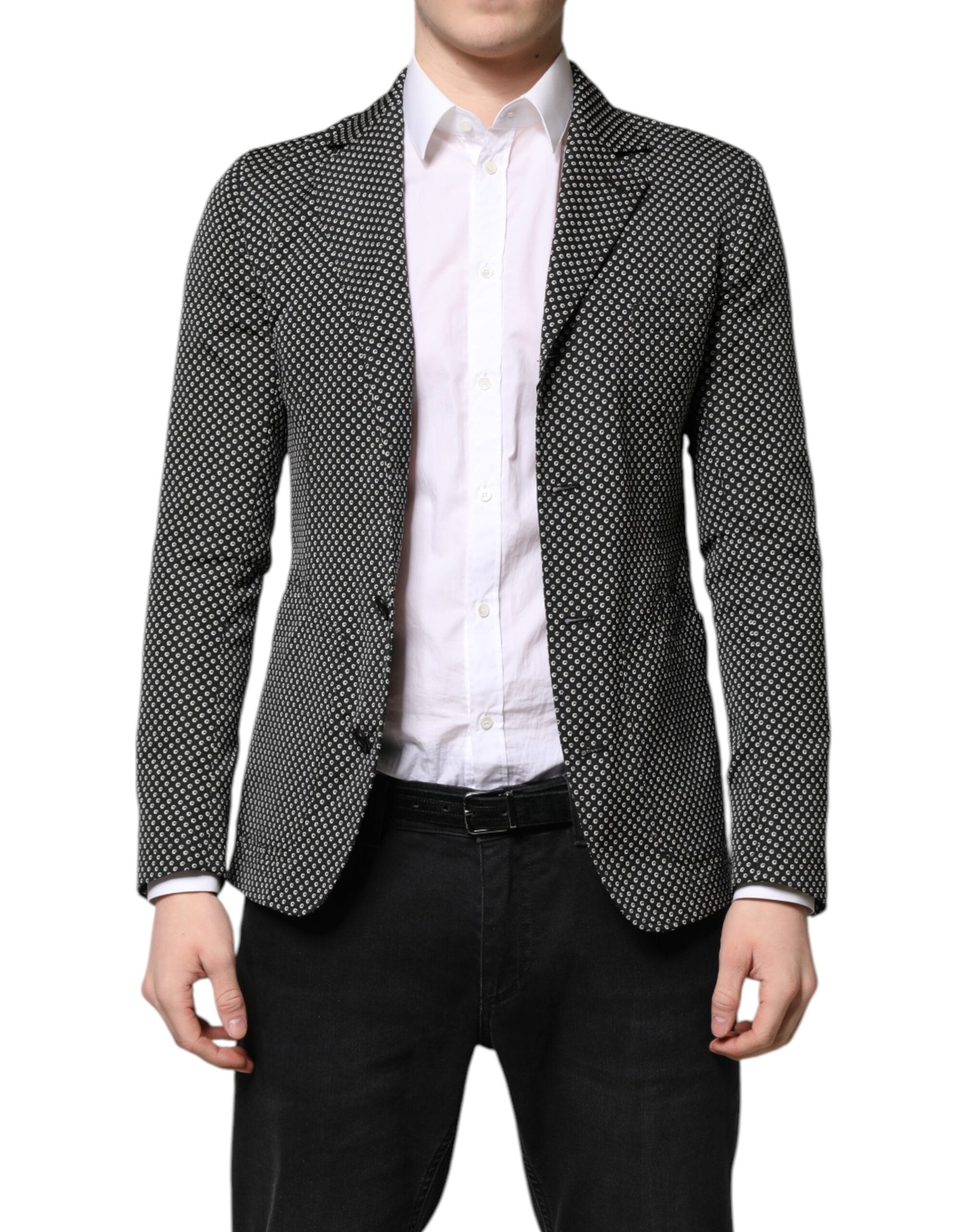 Dolce & Gabbana Dark Gray White Patterned Men Suit Coat Men's Blazer