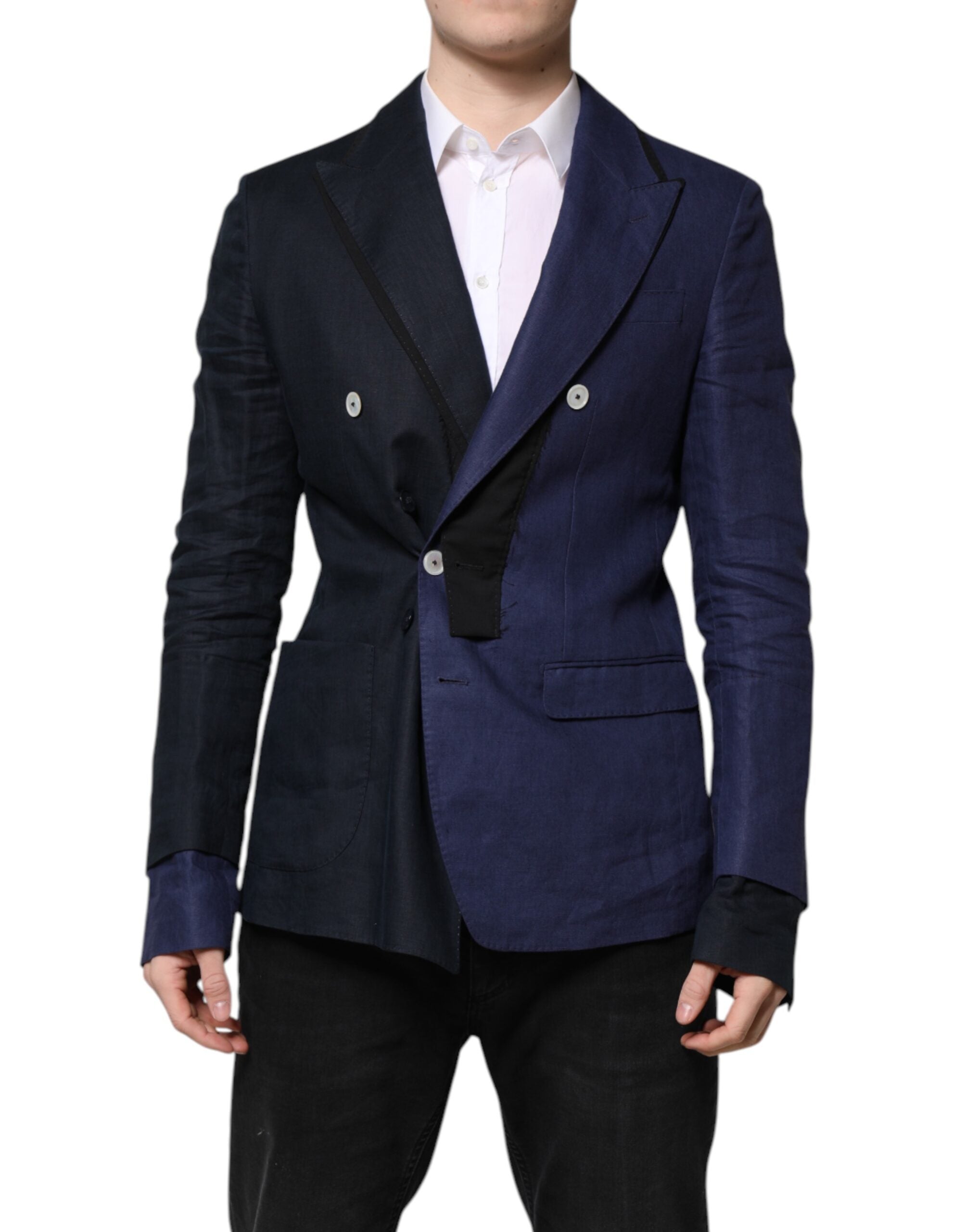 Dolce & Gabbana Navy Blue Double Breasted Suit Coat Men's Blazer