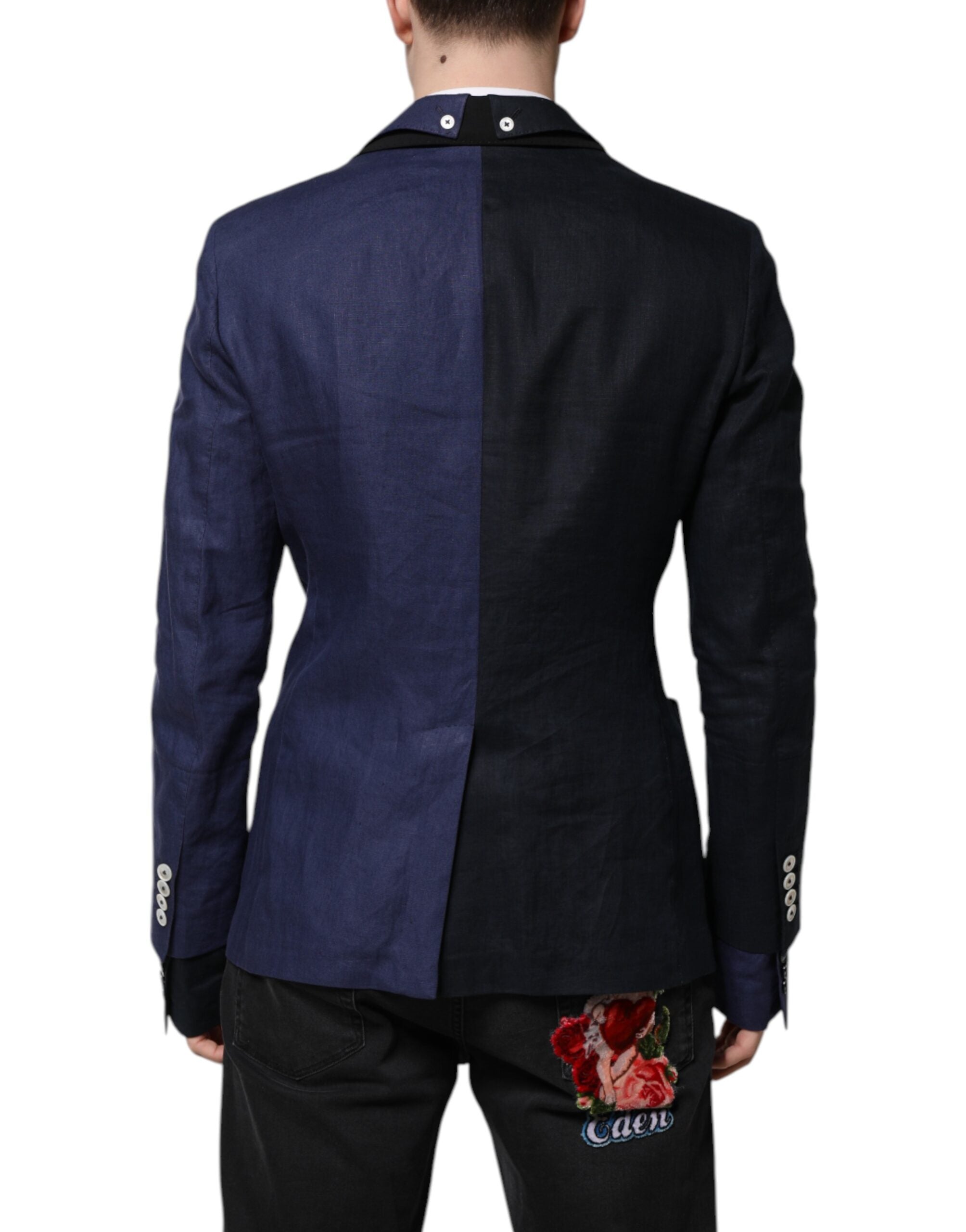 Dolce & Gabbana Navy Blue Double Breasted Suit Coat Men's Blazer