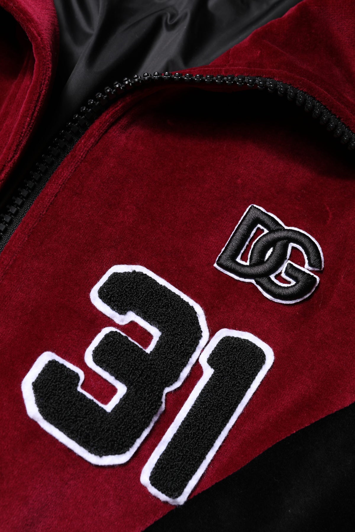 Dolce & Gabbana Red Black Cotton Logo FullZip Bomber Men's Jacket