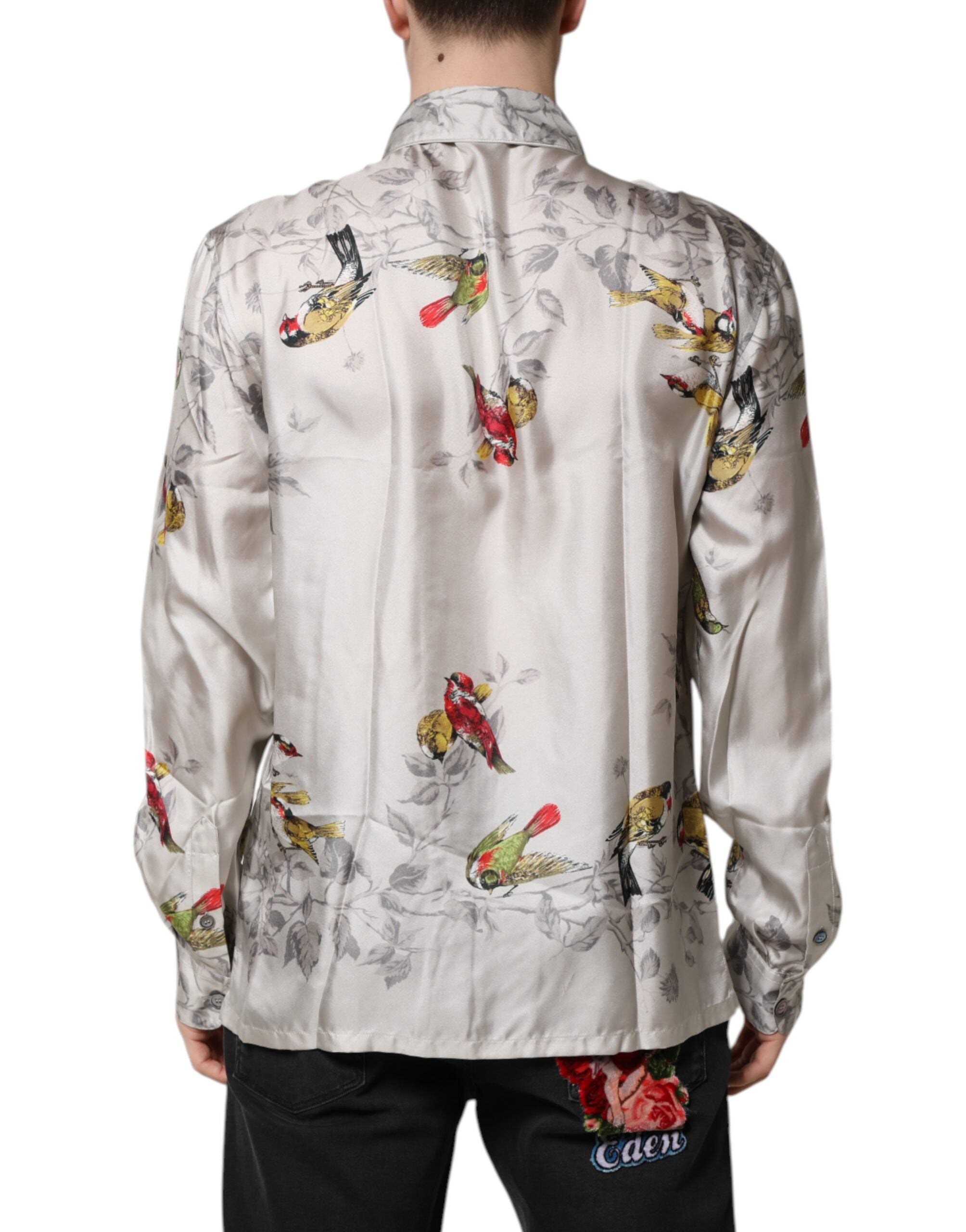 Dolce & Gabbana Multicolor Silk Printed Button Down Men's Shirt
