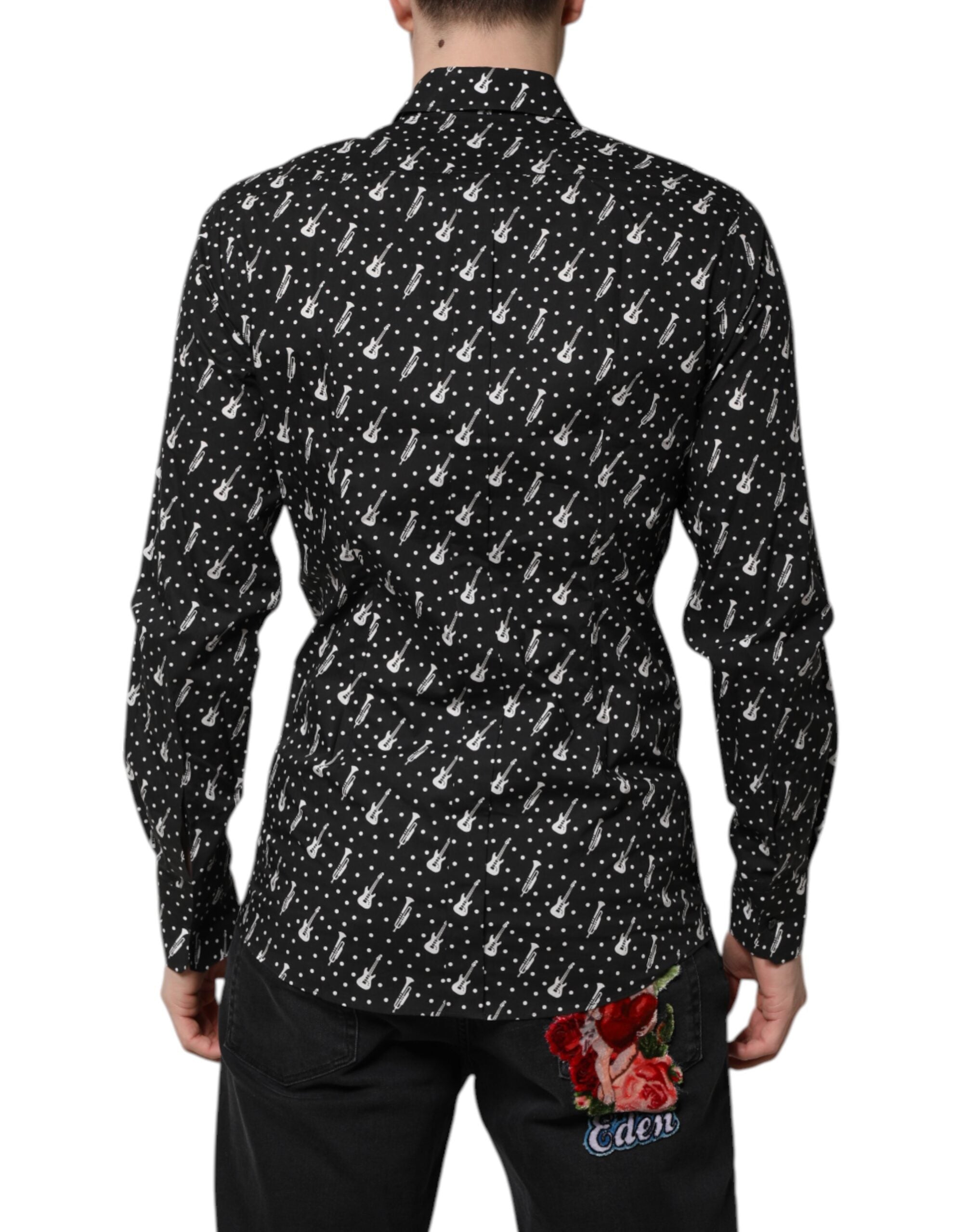 Dolce & Gabbana Black GOLD Instrument Embellished Men's Shirt