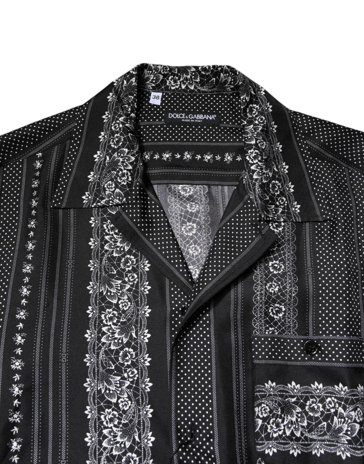 Dolce & Gabbana Black Silk Floral Print Short Sleeves Men's Shirt