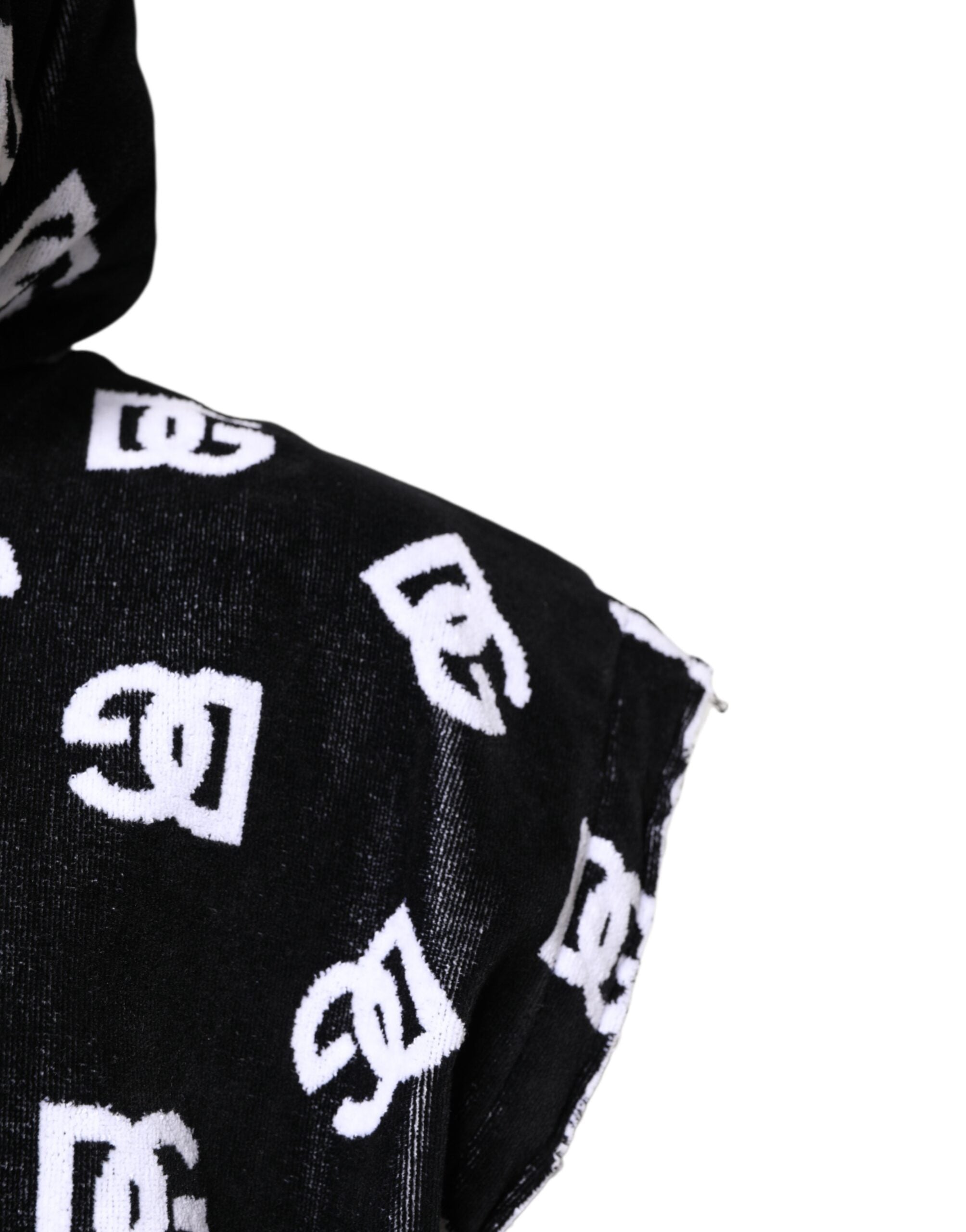 Dolce & Gabbana Black DG Cotton Hooded Sleeveless Men's Sweater