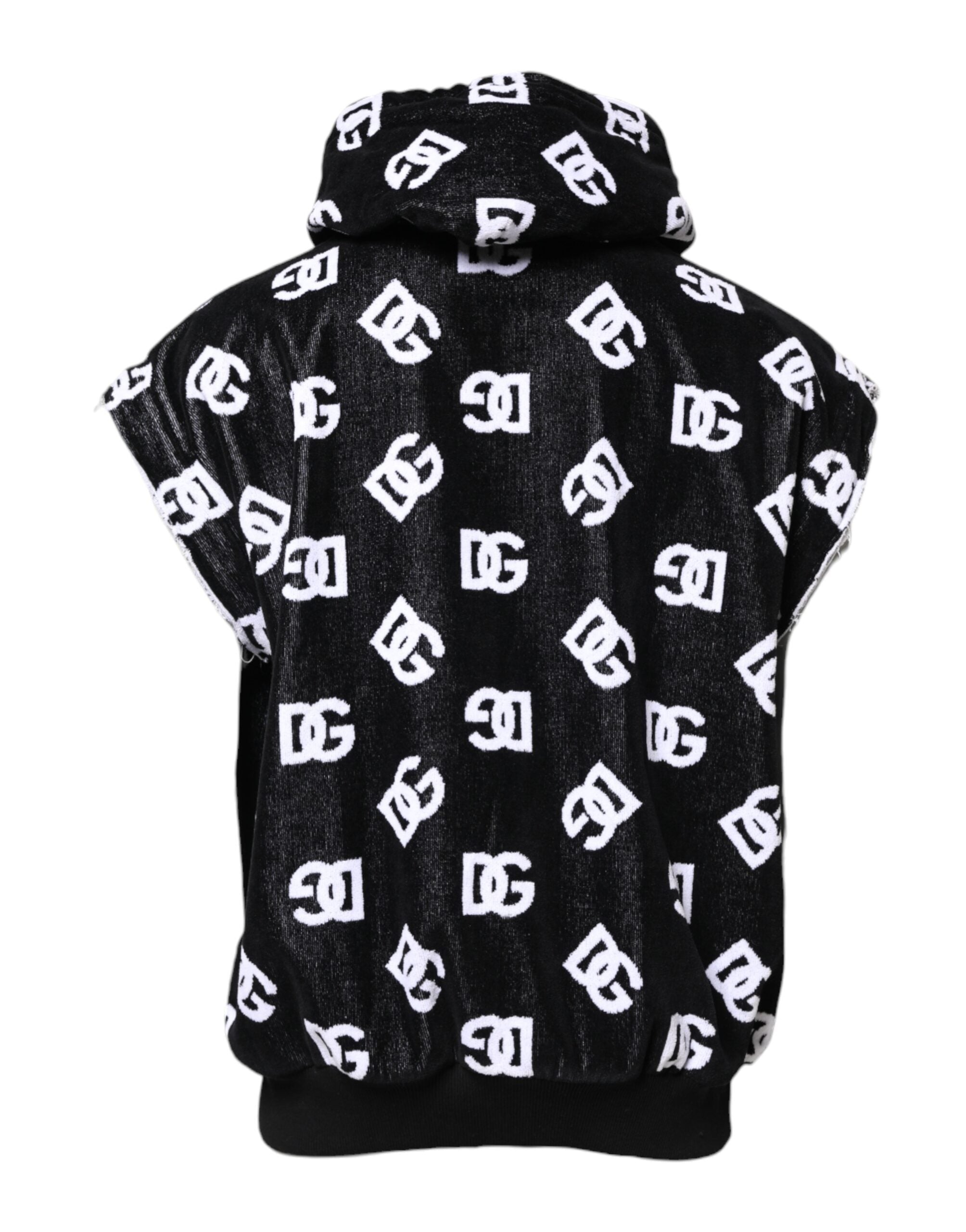 Dolce & Gabbana Black DG Cotton Hooded Sleeveless Men's Sweater