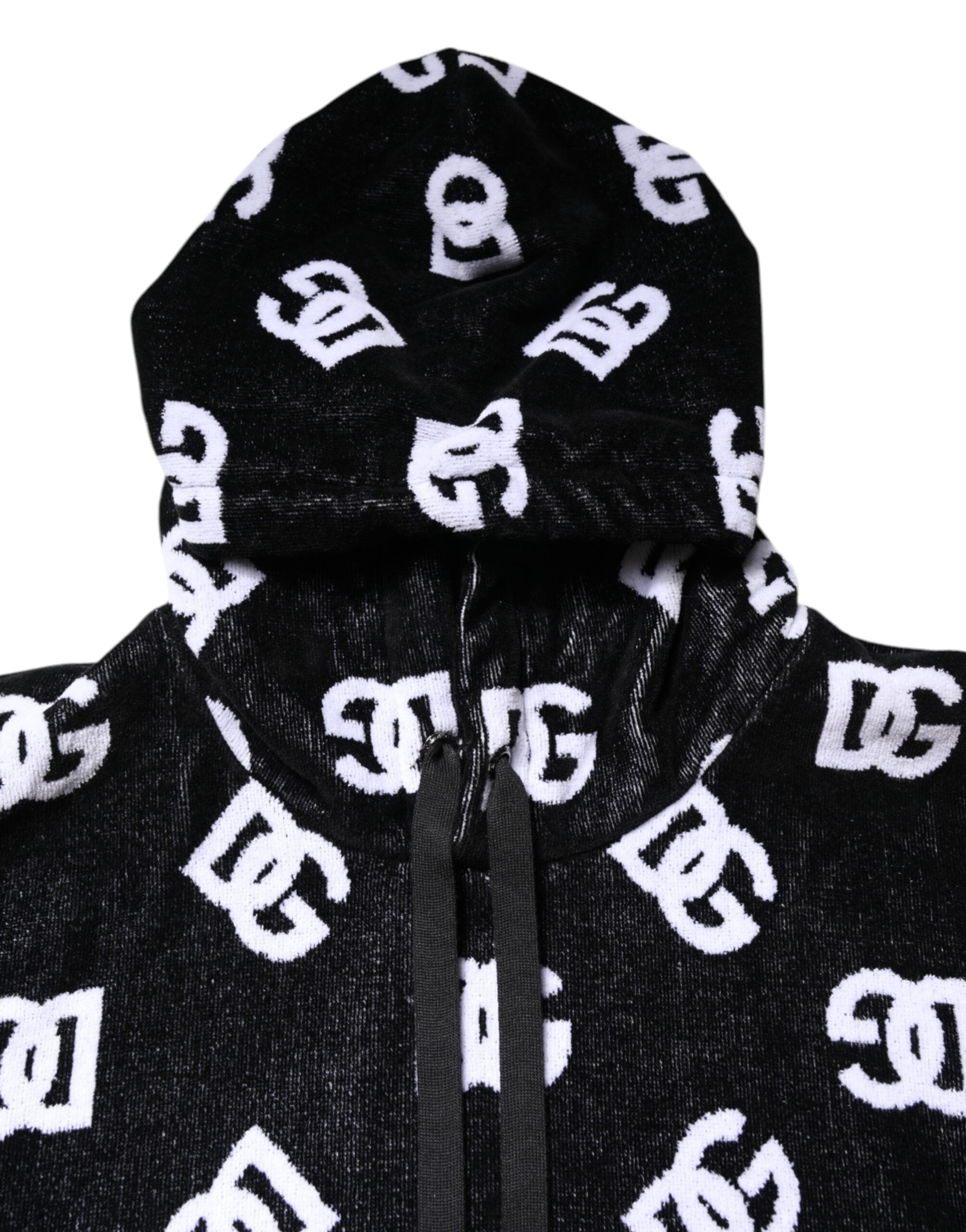 Dolce & Gabbana Black DG Cotton Hooded Sleeveless Men's Sweater