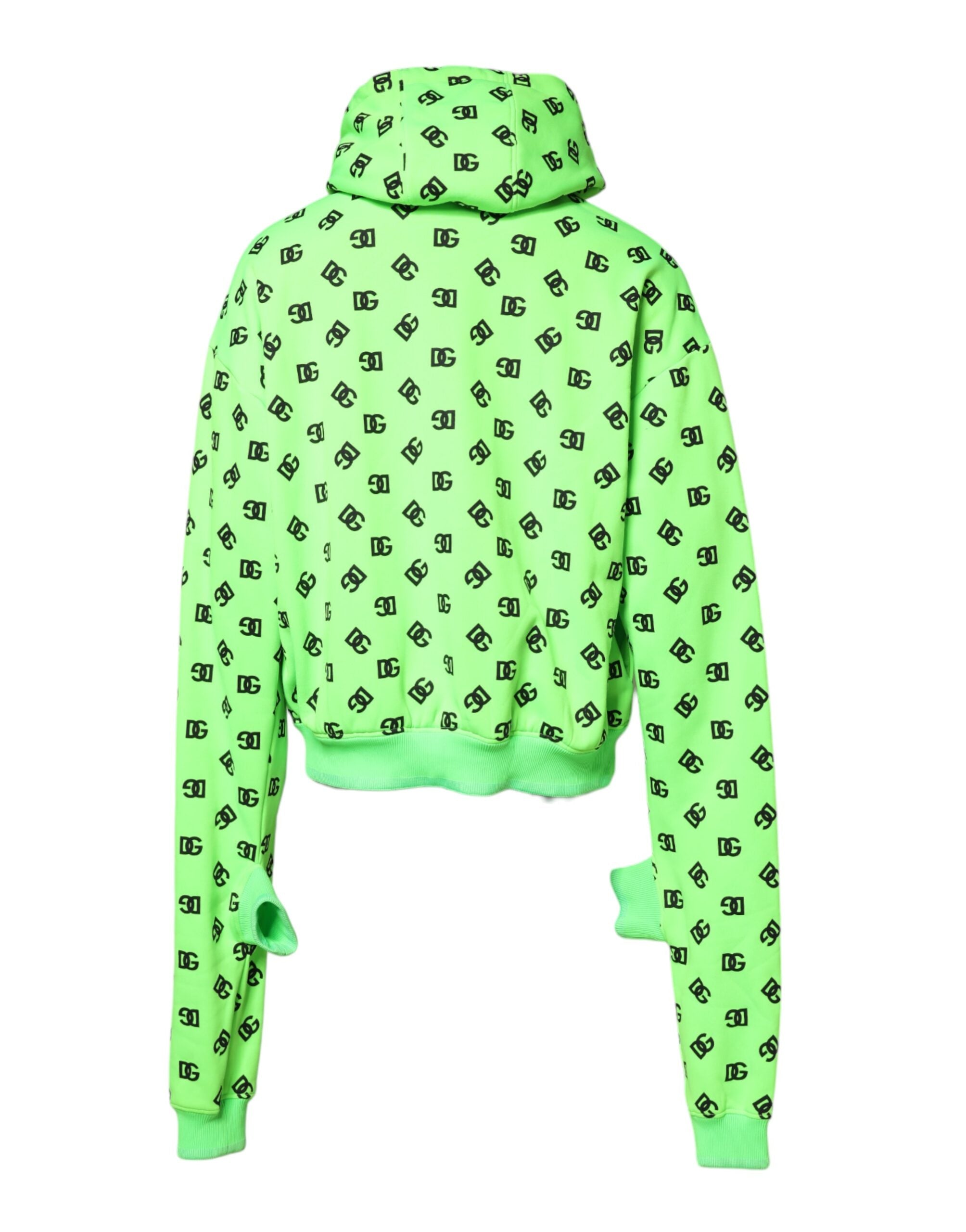 Dolce & Gabbana Green Polyester DGLogo Print Hooded Men's Sweater (Pre-Owned)