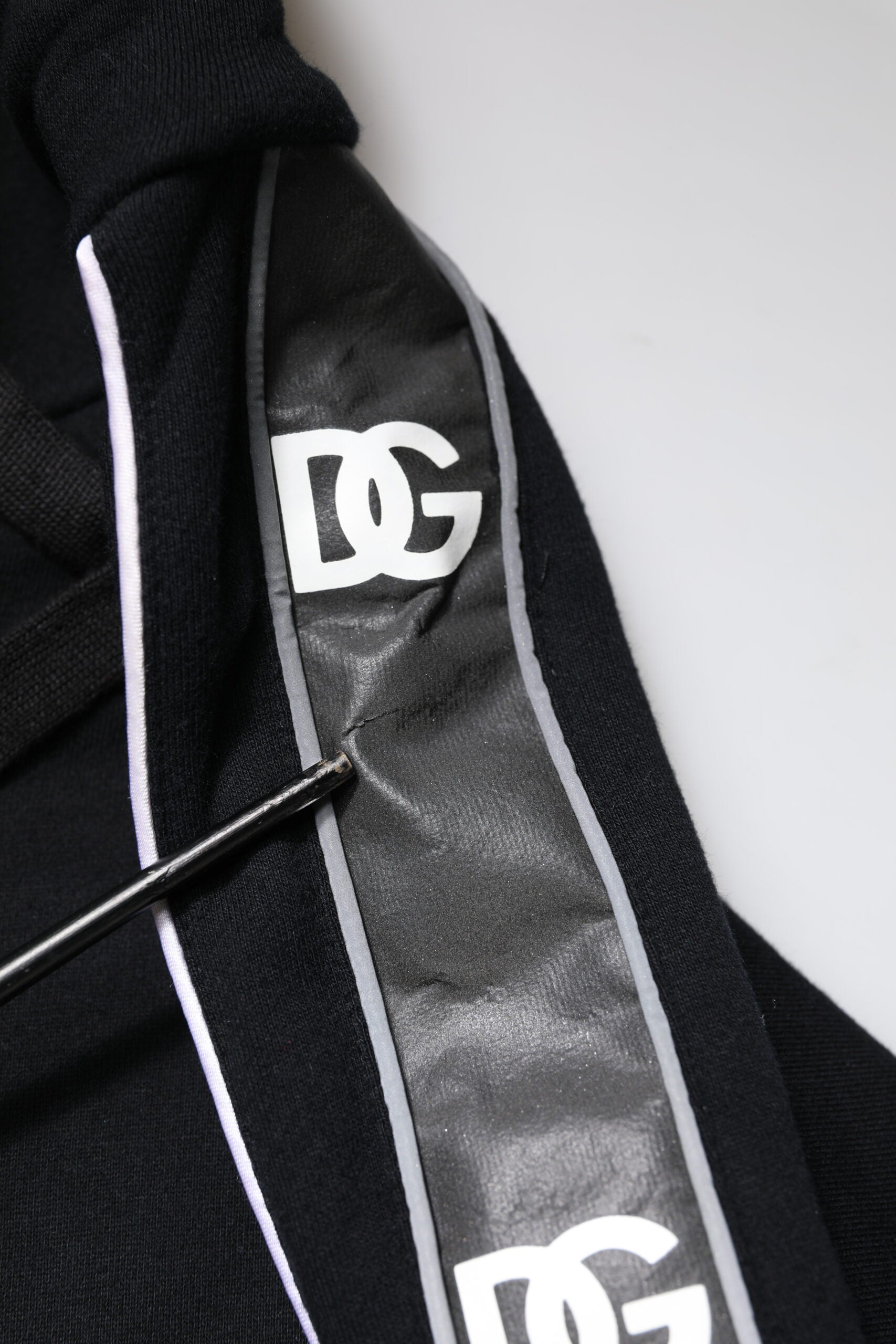 Dolce & Gabbana Black Cotton Logo Hooded Sweatshirt Men's Sweater