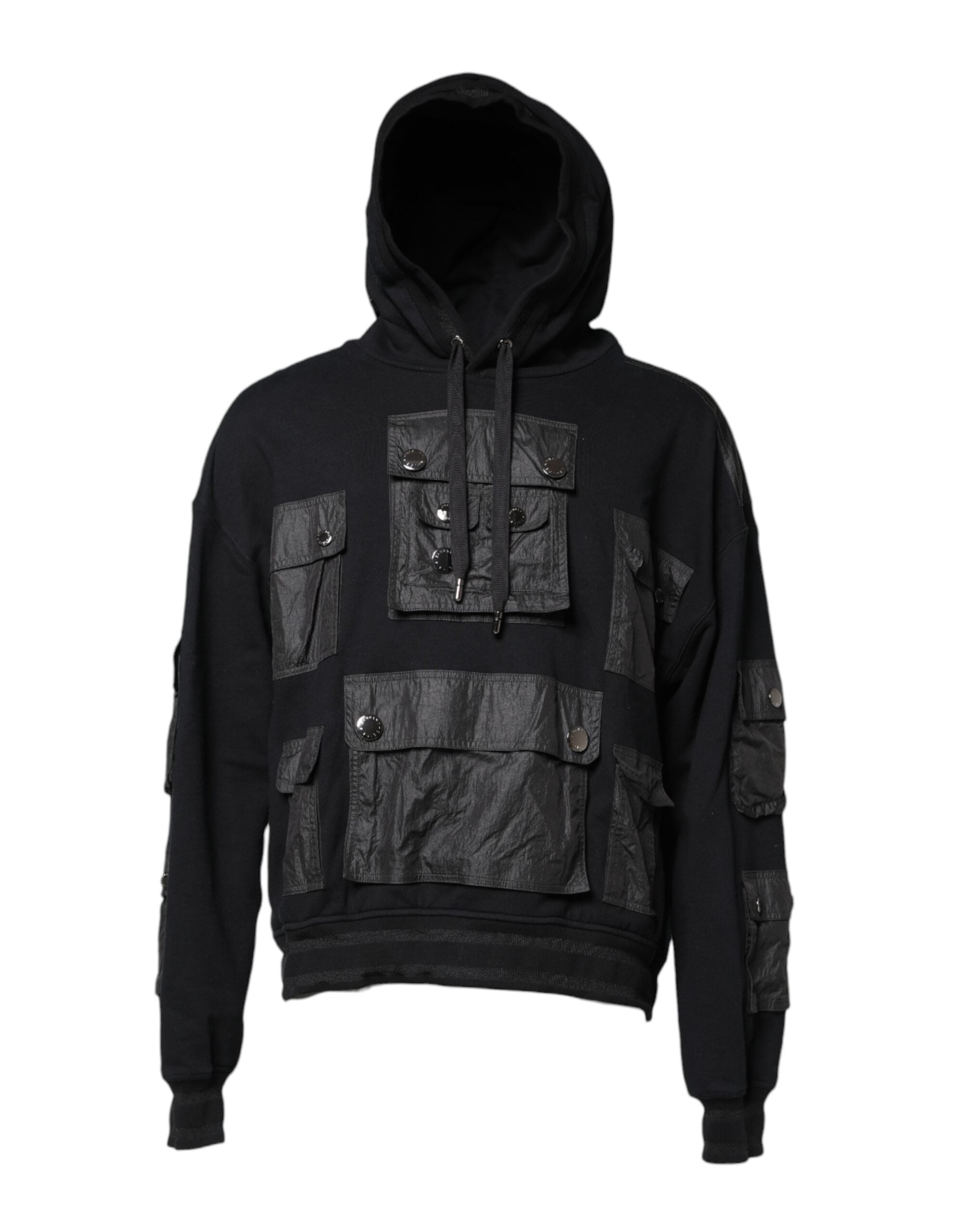 Dolce & Gabbana Black Cotton Hooded Sweatshirt Men's Sweater
