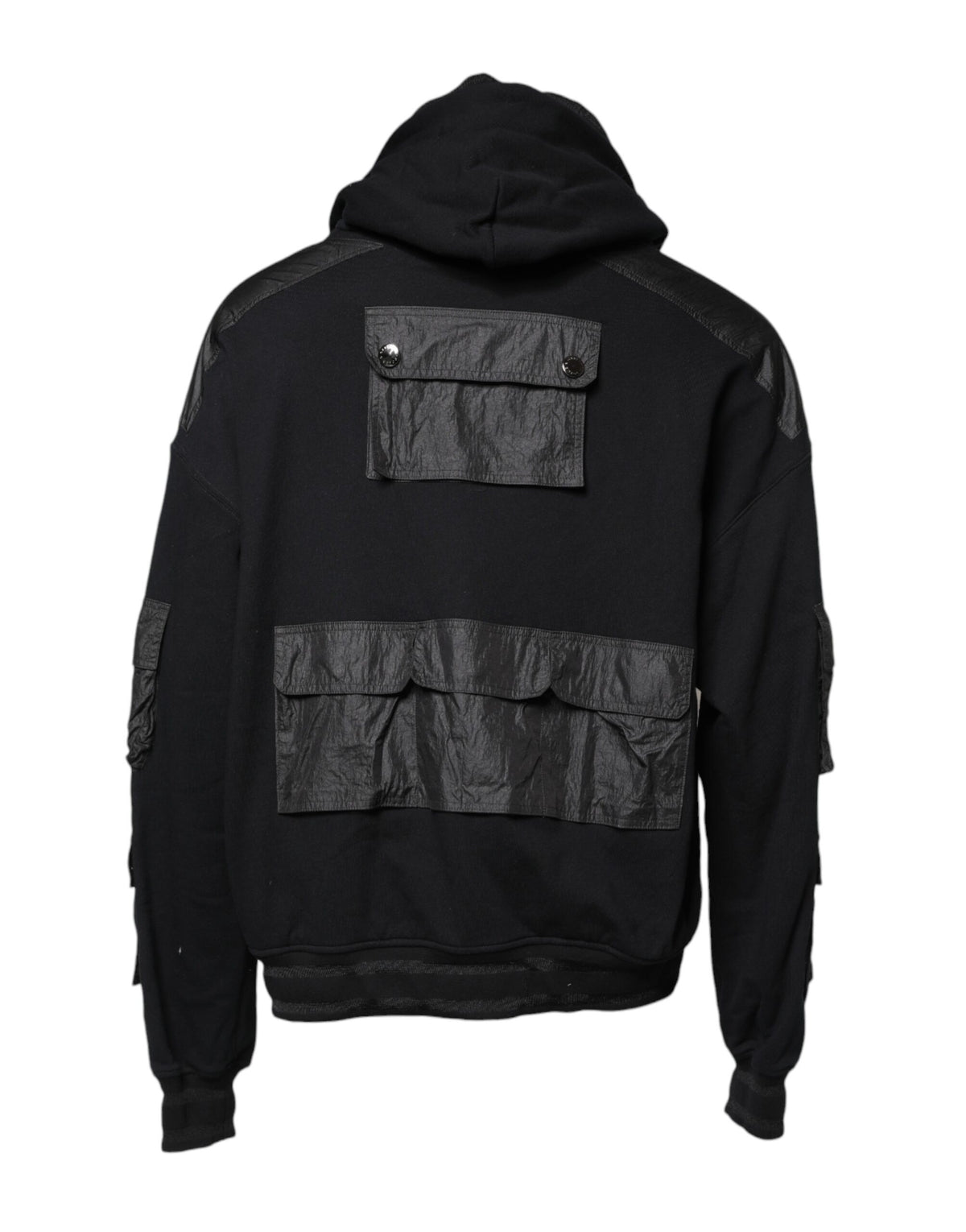 Dolce & Gabbana Black Cotton Hooded Sweatshirt Men's Sweater