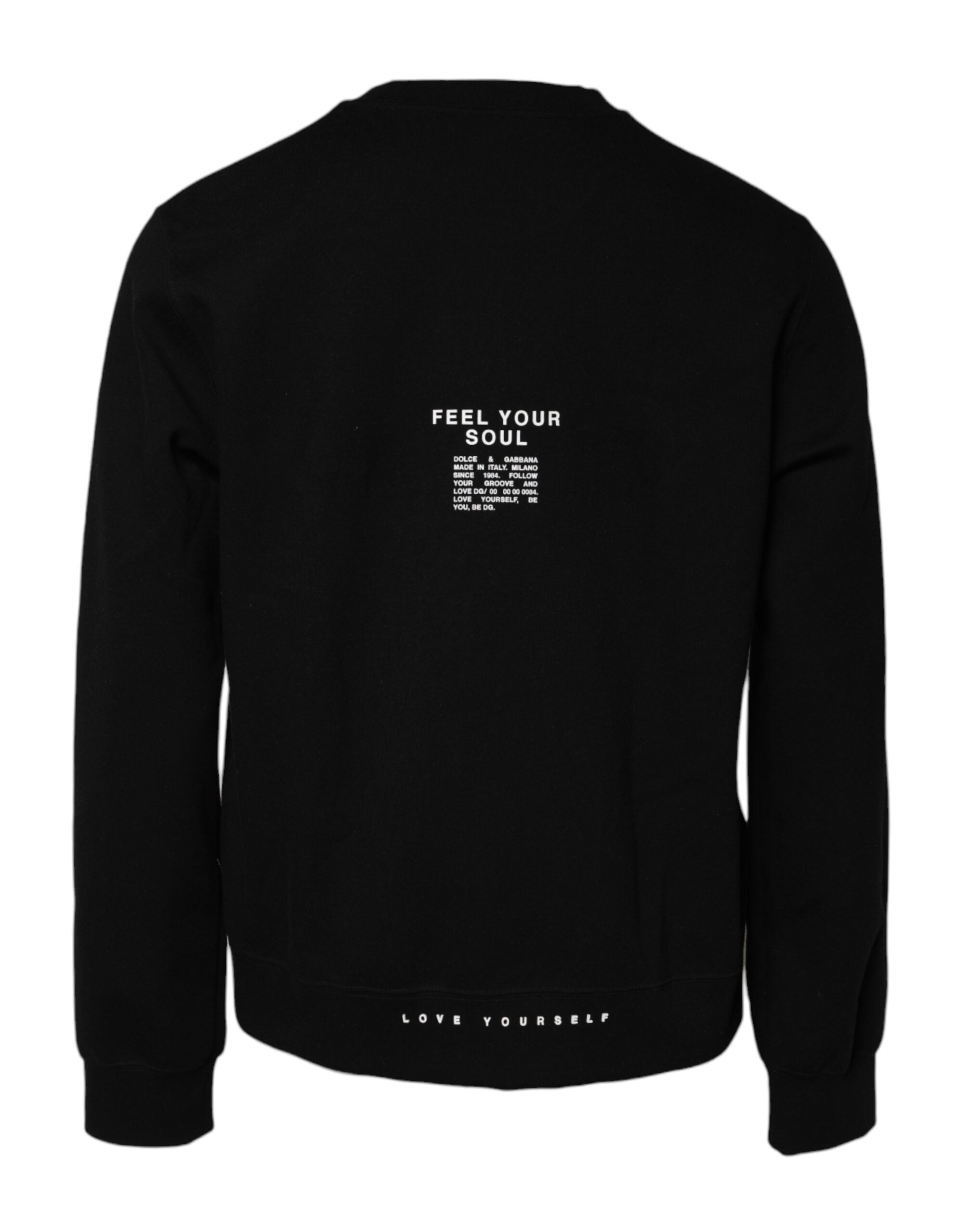 Dolce & Gabbana Black Cotton Logo Knitted Pullover Men's Sweater