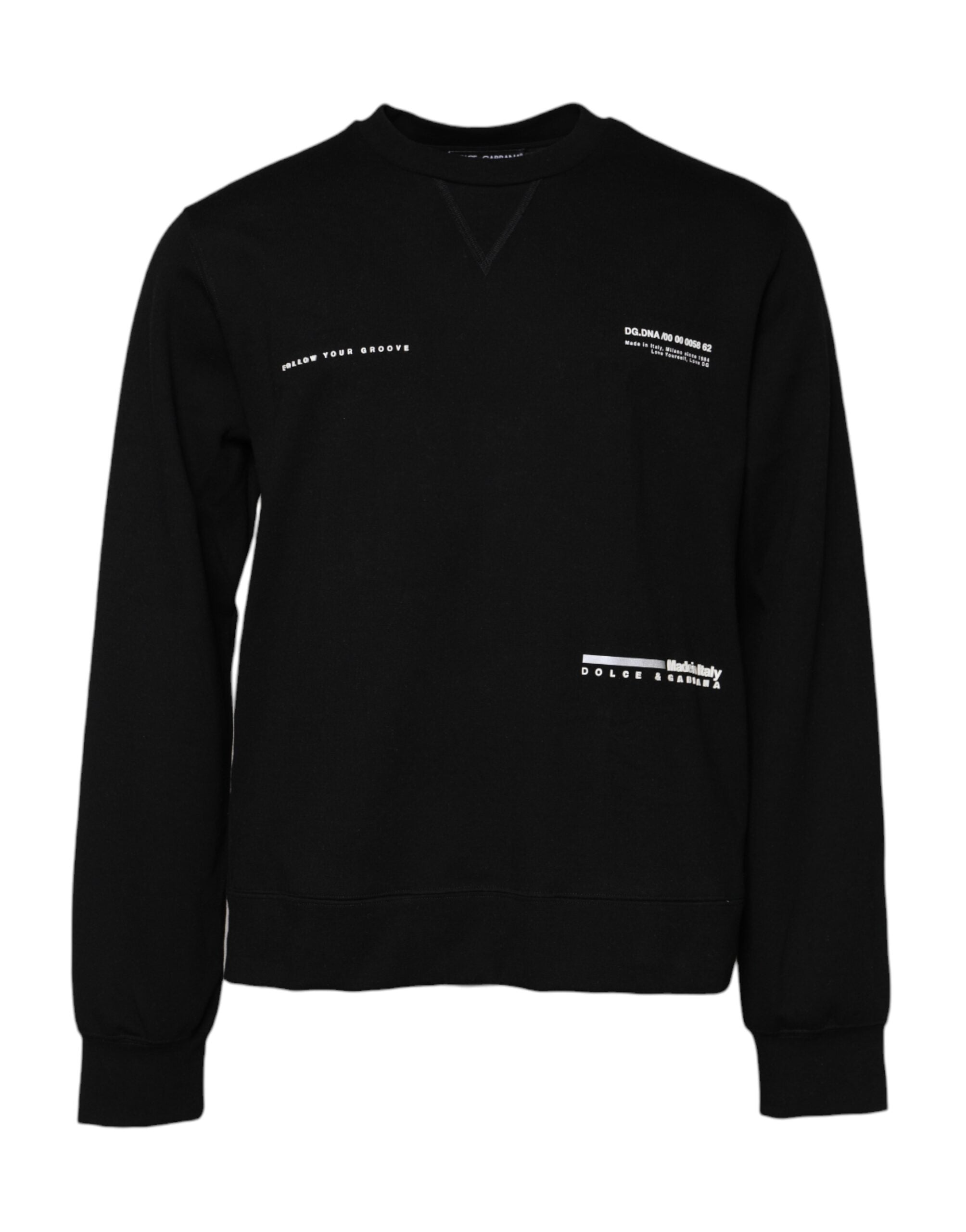 Dolce & Gabbana Black Cotton Logo Knitted Pullover Men's Sweater