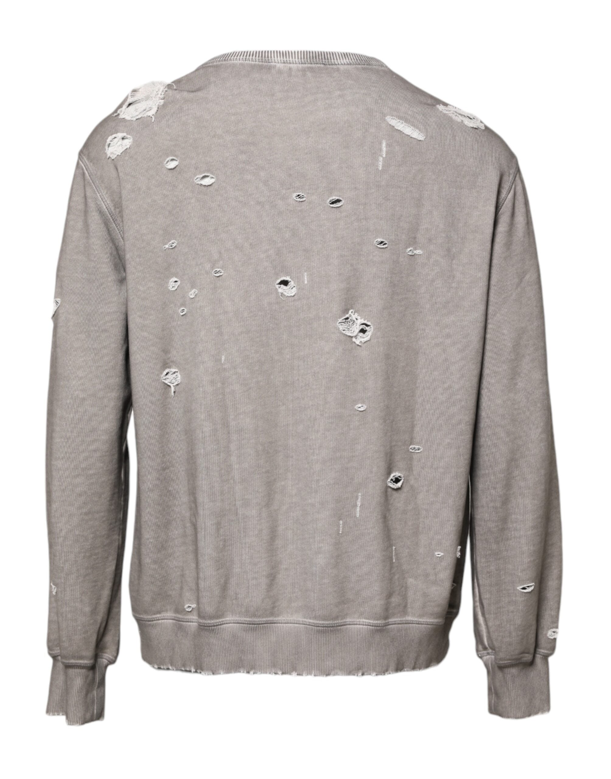 Dolce & Gabbana Gray Logo Print Crew Neck Pullover Men's Sweater