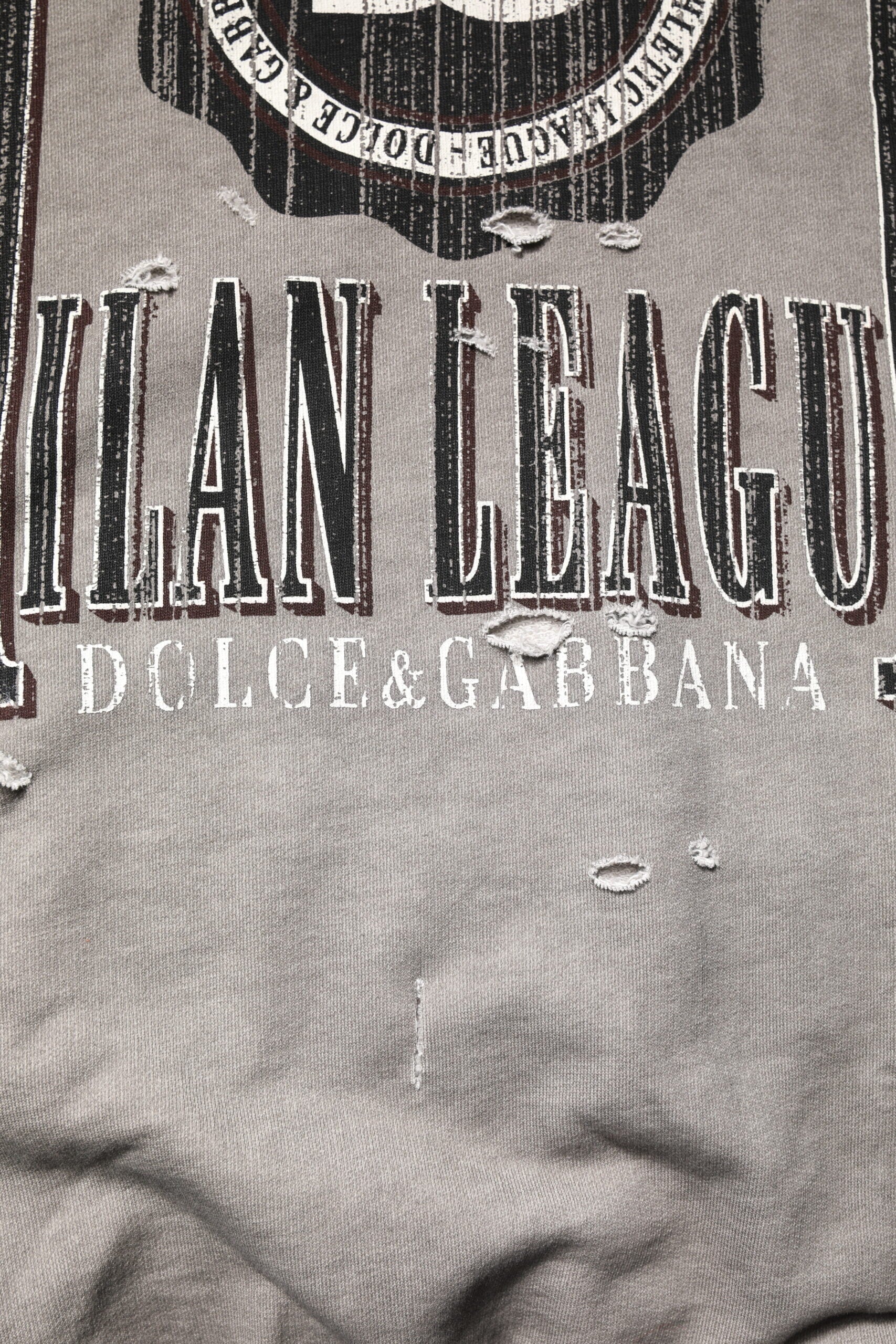 Dolce & Gabbana Gray Logo Print Crew Neck Pullover Men's Sweater