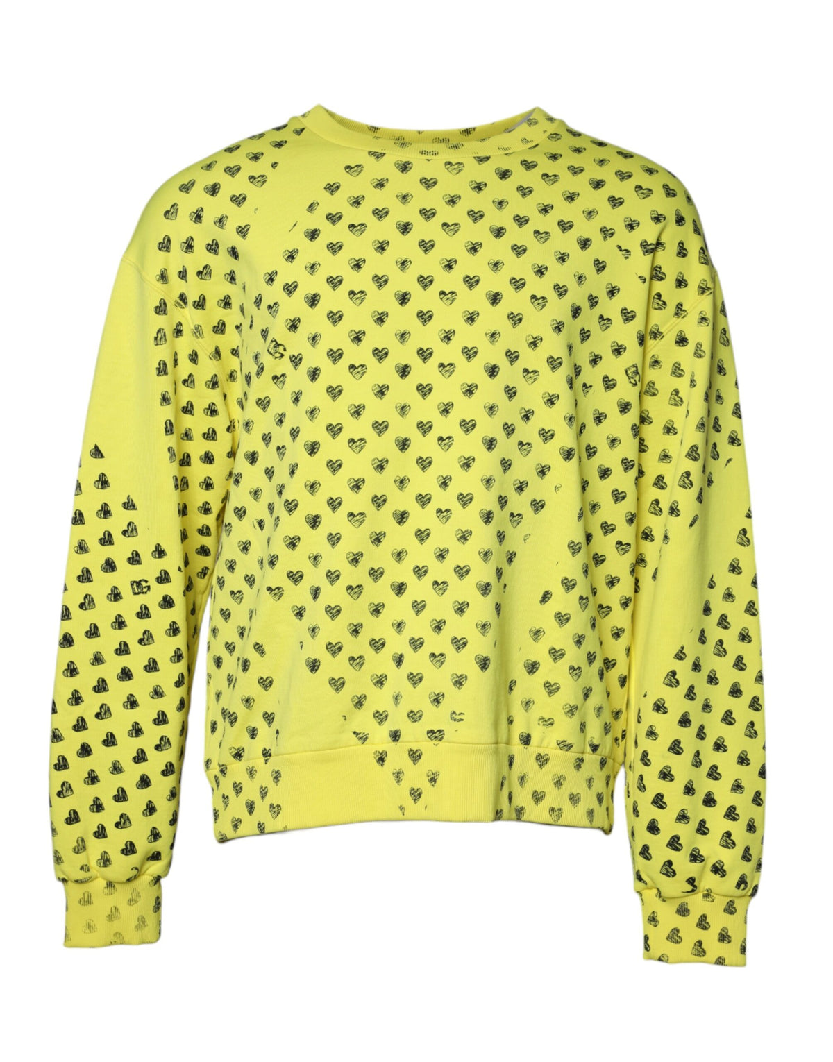 Dolce & Gabbana Yellow Heart Crew Neck Men Pullover Men's Sweater (Pre-Owned)