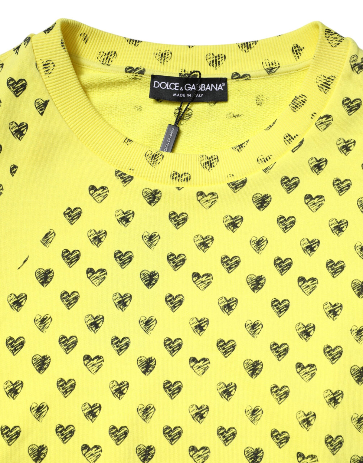 Dolce & Gabbana Yellow Heart Crew Neck Men Pullover Men's Sweater (Pre-Owned)