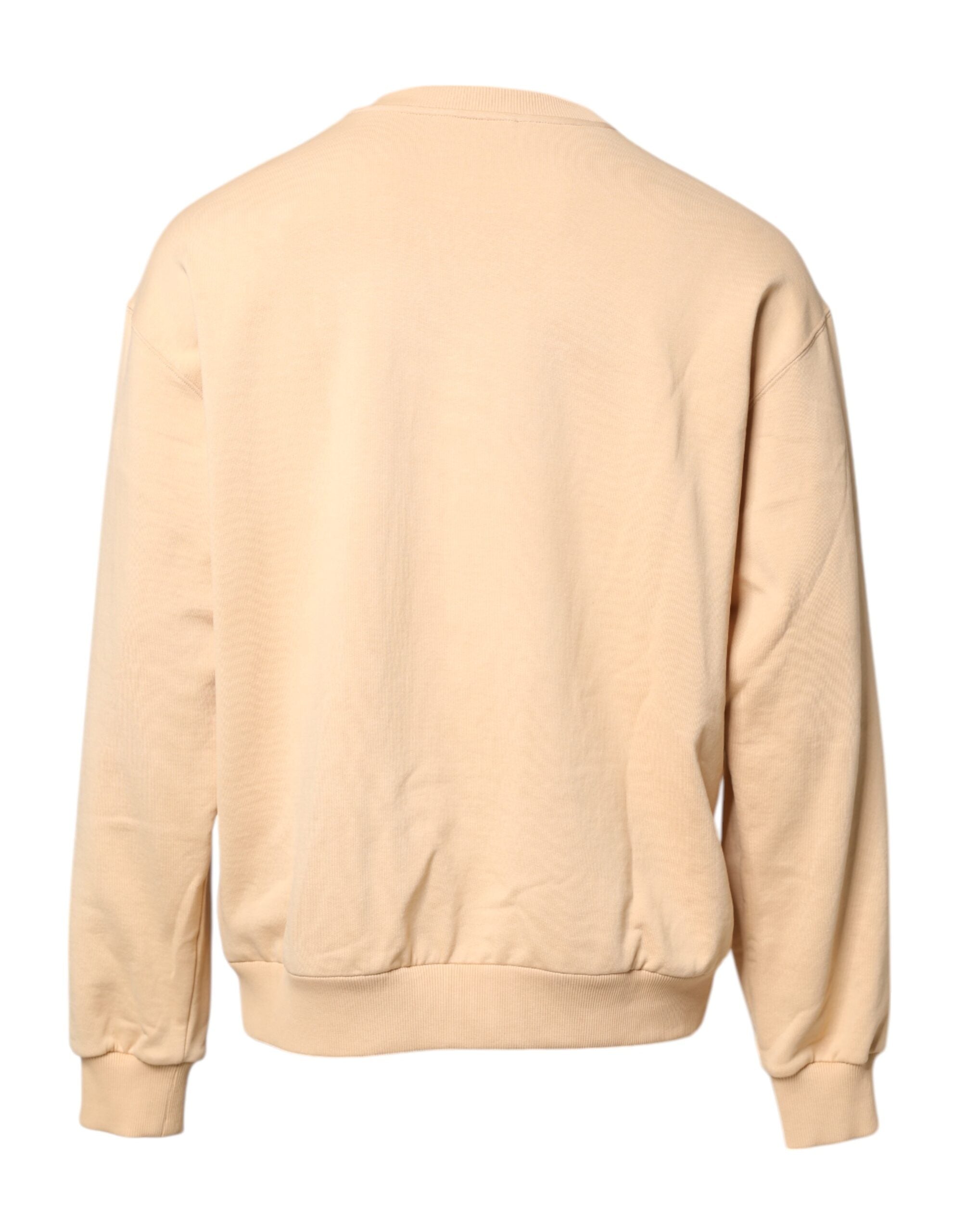 Dolce & Gabbana Beige Cherry Print Crew Neck Pullover Men's Sweater