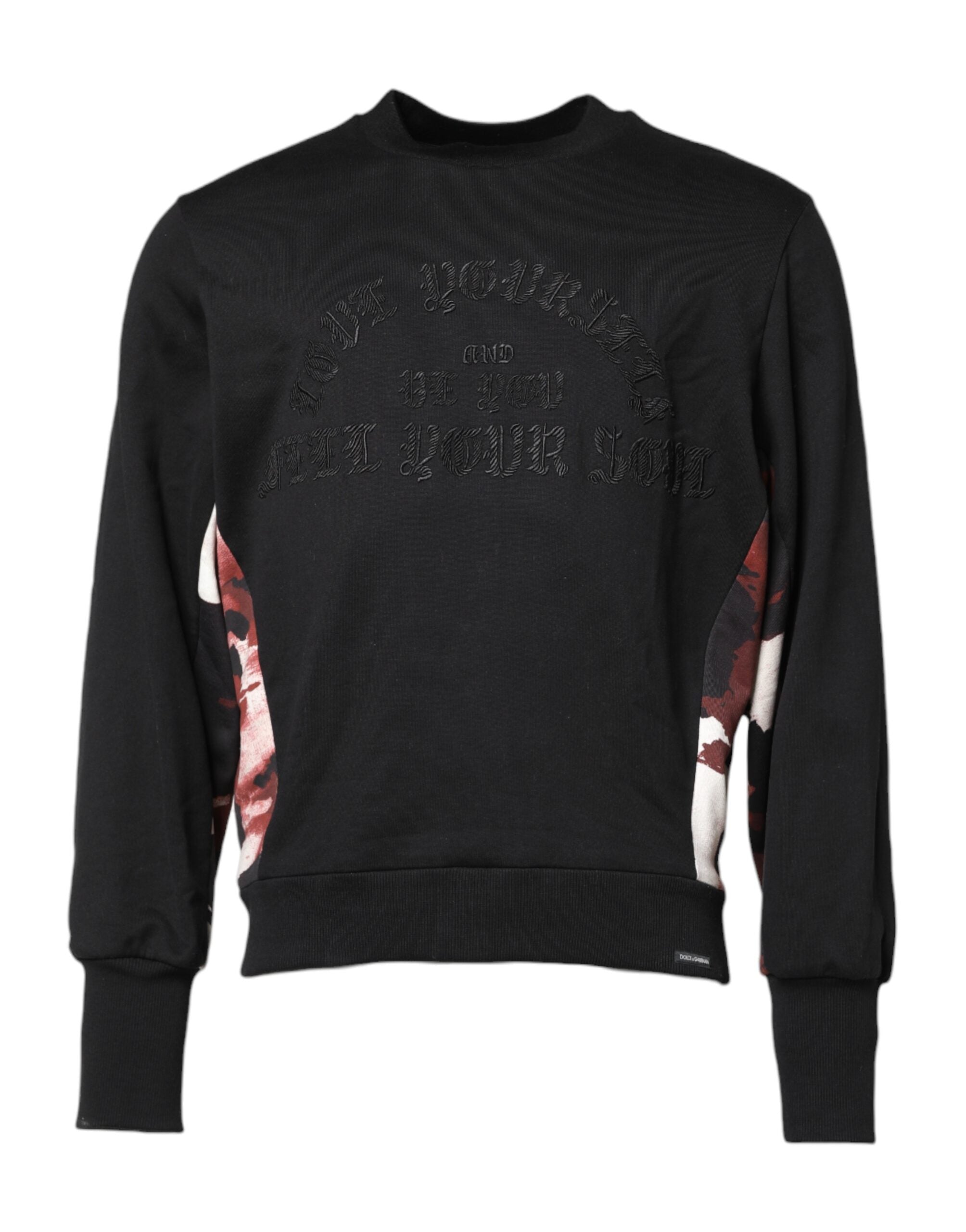 Dolce & Gabbana Black Embroidered Crew Neck Pullover Men's Sweater