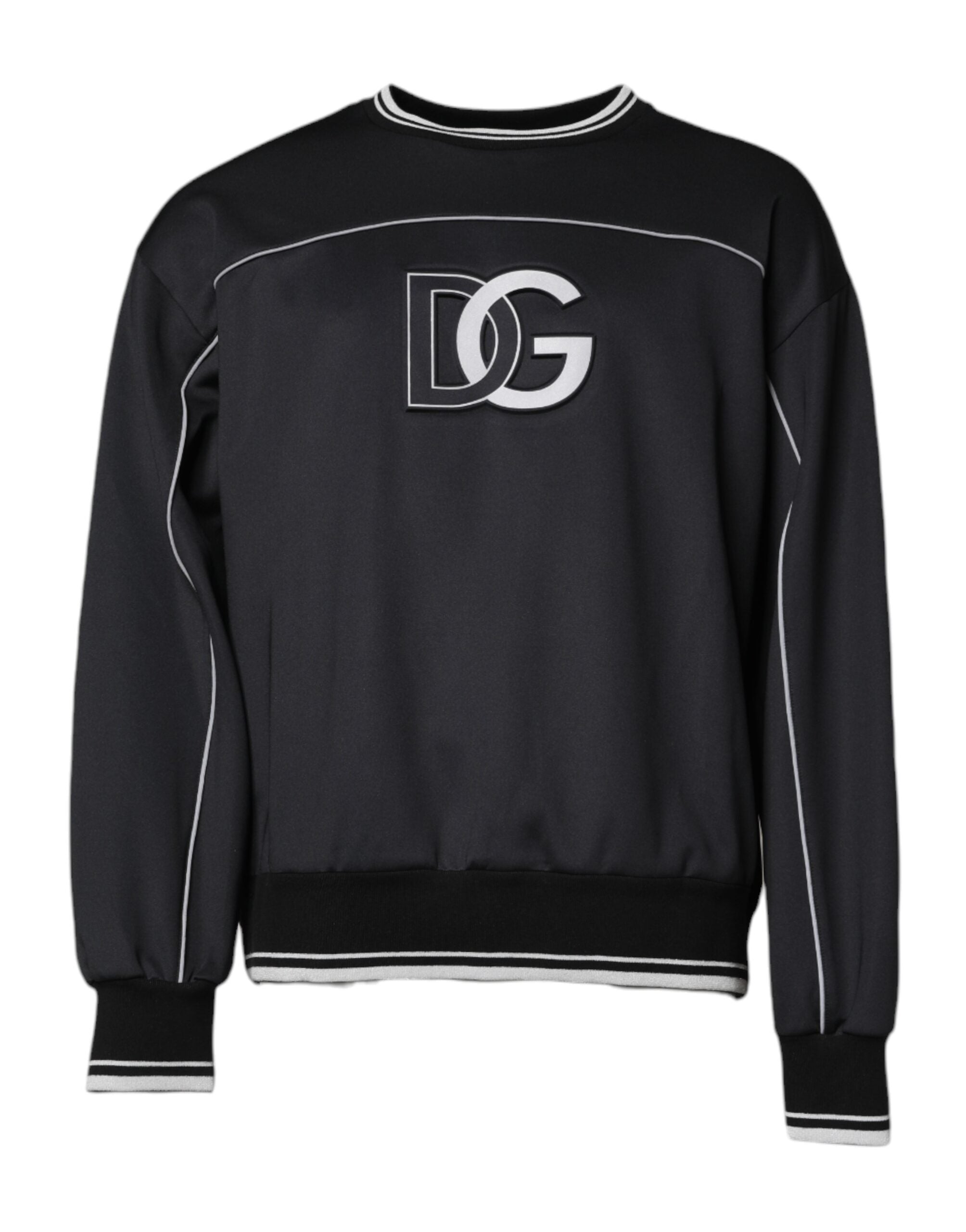 Dolce & Gabbana Black Logo Polyester Crew Neck Men Pullover Men's Sweater