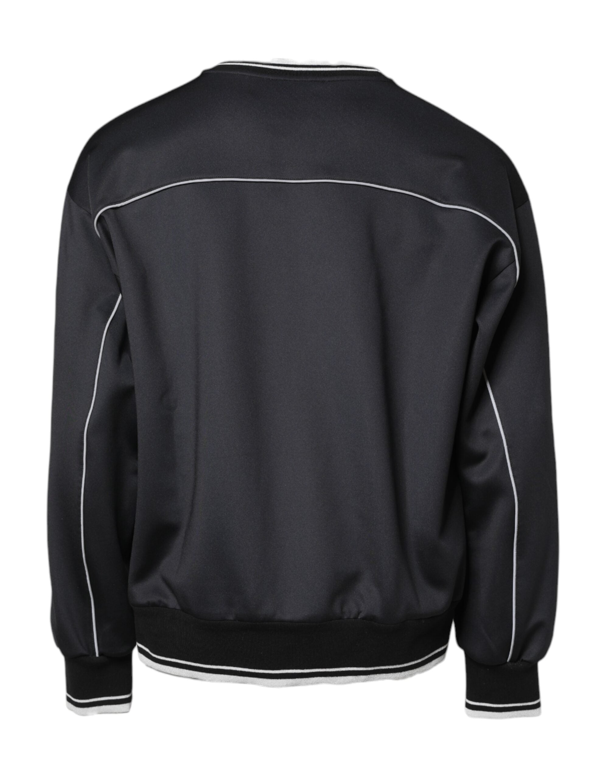 Dolce & Gabbana Black Logo Polyester Crew Neck Men Pullover Men's Sweater