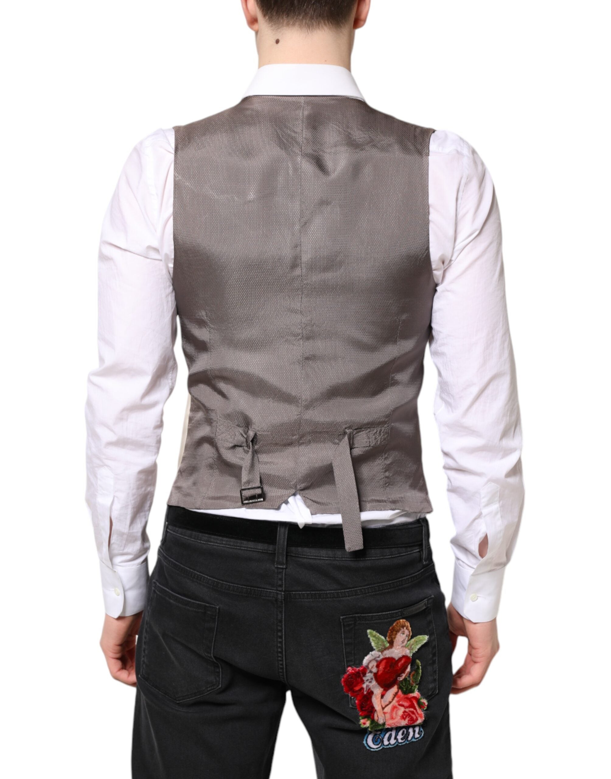 Dolce & Gabbana Beige Gray Dress Men Formal Waistcoat Men's Vest