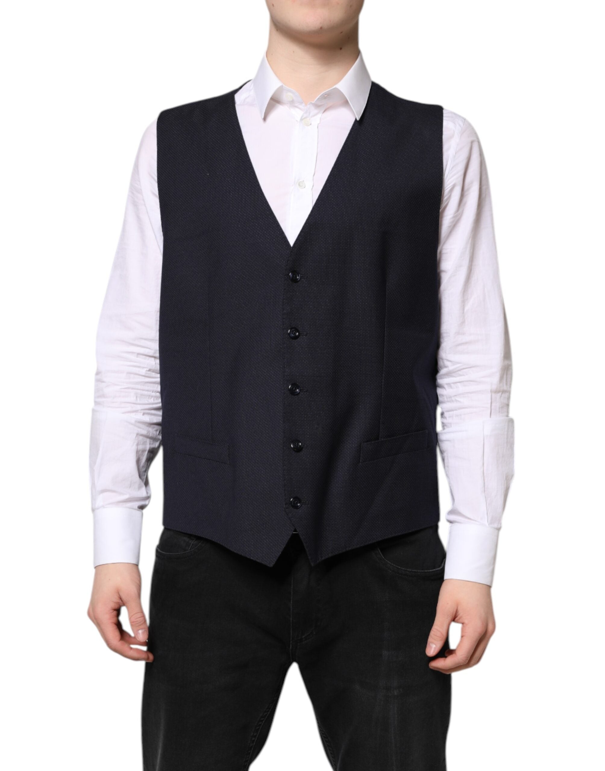 Dolce & Gabbana Black Wool Waistcoat Dress Formal Men's Vest (Pre-Owned)