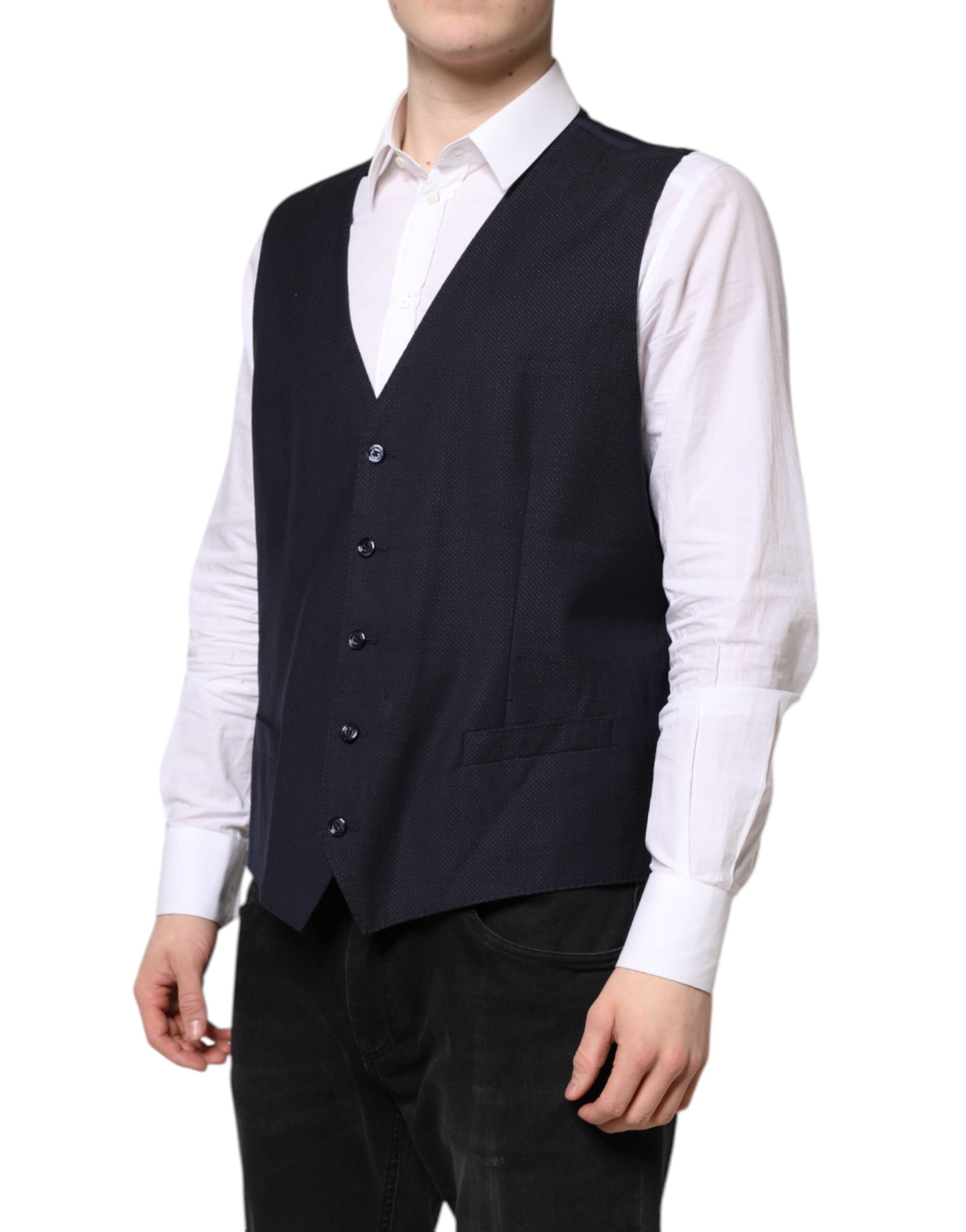 Dolce & Gabbana Black Wool Waistcoat Dress Formal Men's Vest (Pre-Owned)