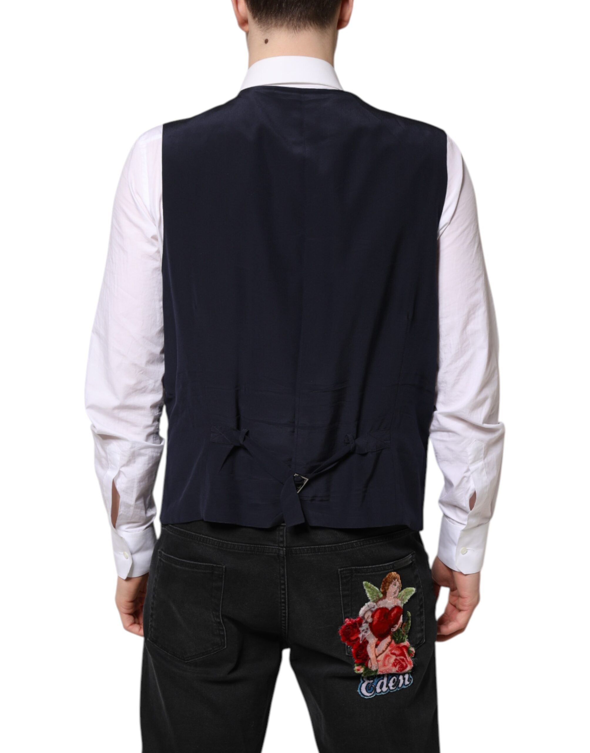 Dolce & Gabbana Black Wool Waistcoat Dress Formal Men's Vest (Pre-Owned)