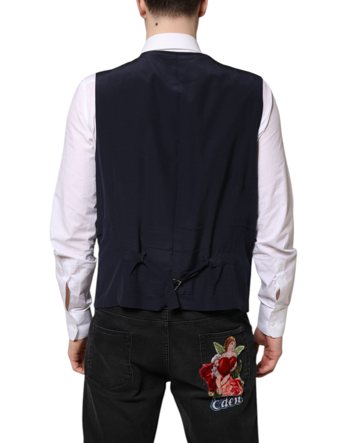 Dolce & Gabbana Black Wool Waistcoat Dress Formal Men's Vest (Pre-Owned)