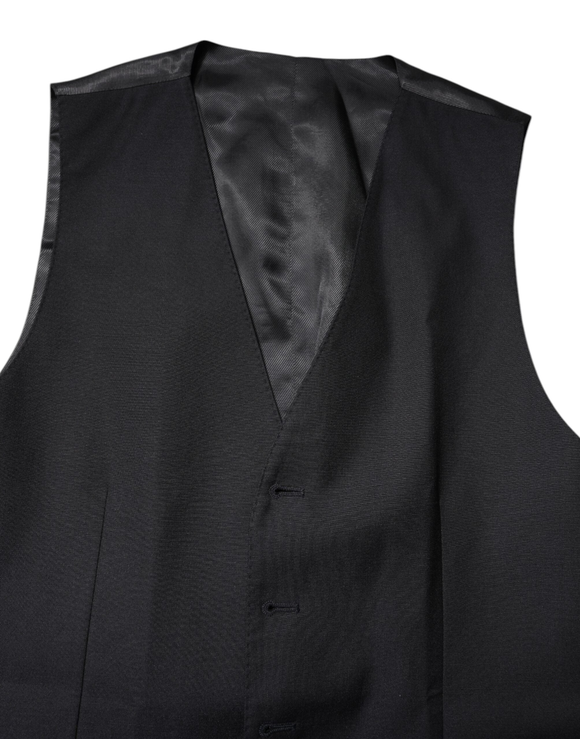 Dolce & Gabbana Black Wool Waistcoat Dress Formal Men's Vest