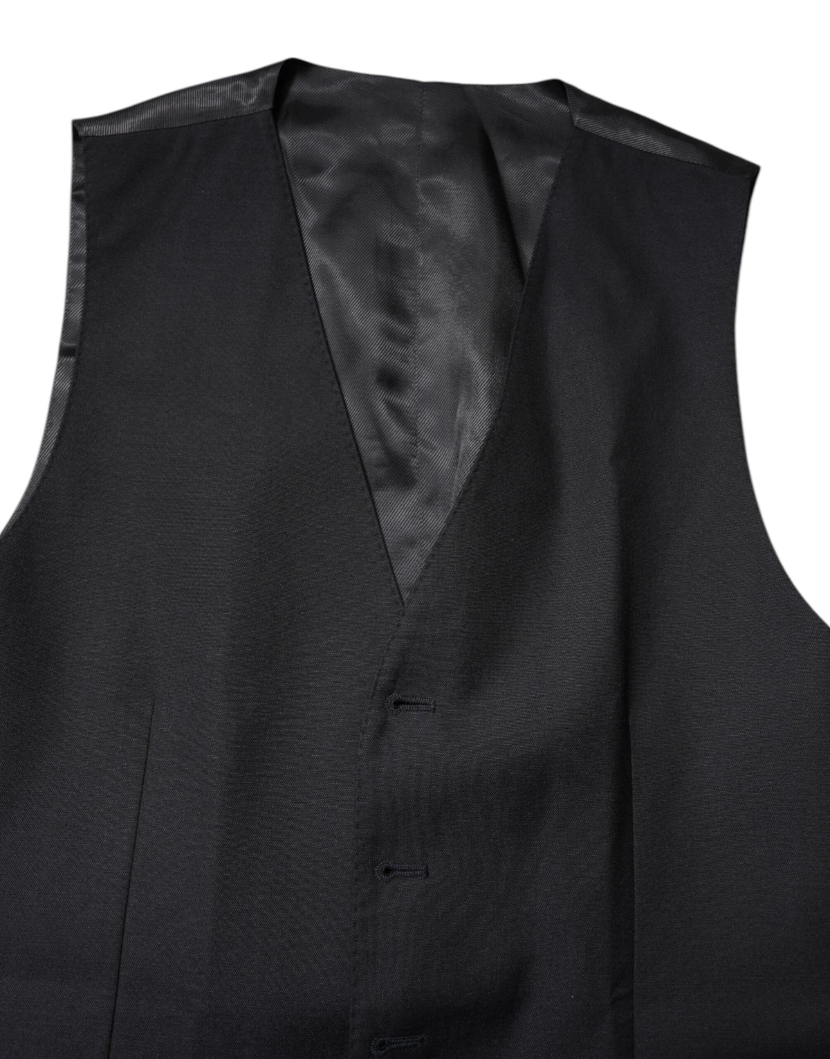 Dolce & Gabbana Black Wool Waistcoat Dress Formal Men's Vest
