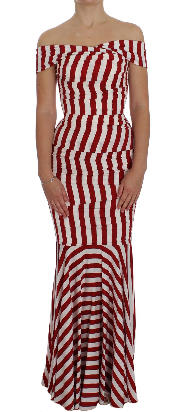Dolce & Gabbana Red White Silk Stretch Women's Dress