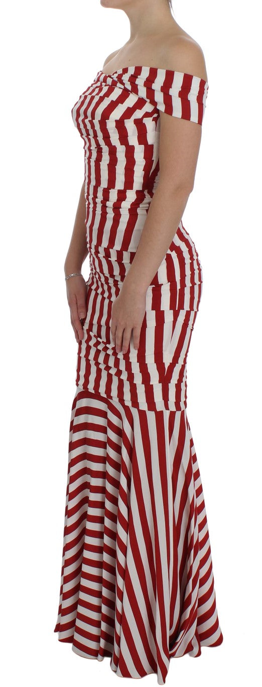 Dolce & Gabbana Red White Silk Stretch Women's Dress