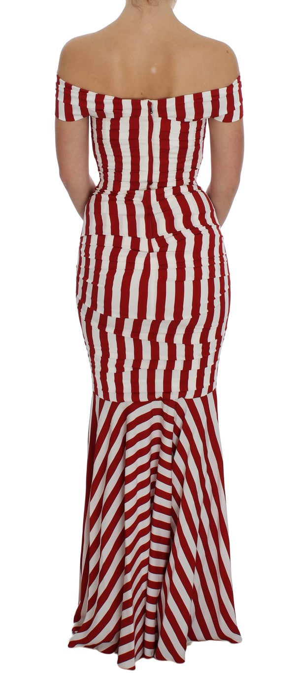 Dolce & Gabbana Red White Silk Stretch Women's Dress