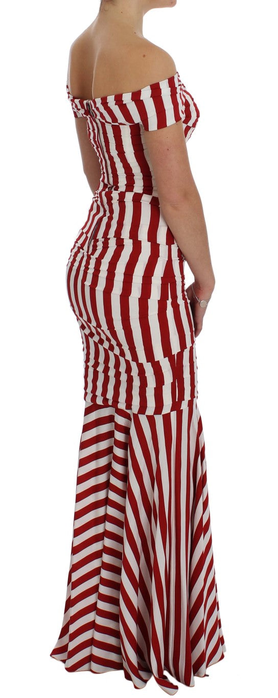 Dolce & Gabbana Red White Silk Stretch Women's Dress