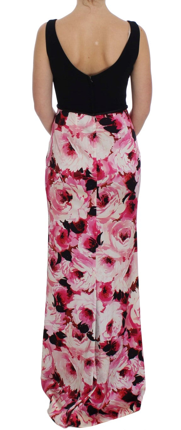 Dolce & Gabbana Pink Floral Print Long Maxi Sheath Women's Dress