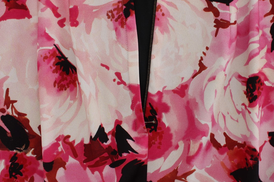 Dolce & Gabbana Pink Floral Print Long Maxi Sheath Women's Dress