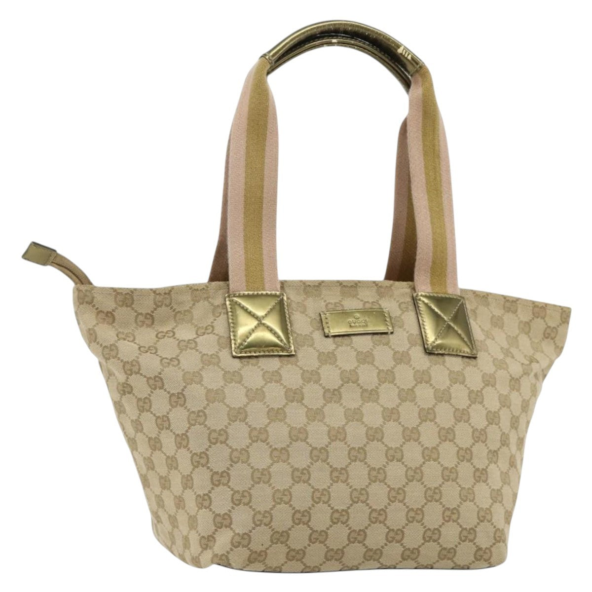 Gucci Web Zip Tote Gg Canvas And Leather Beige Canvas Tote Bag Bag (Pre-Owned)