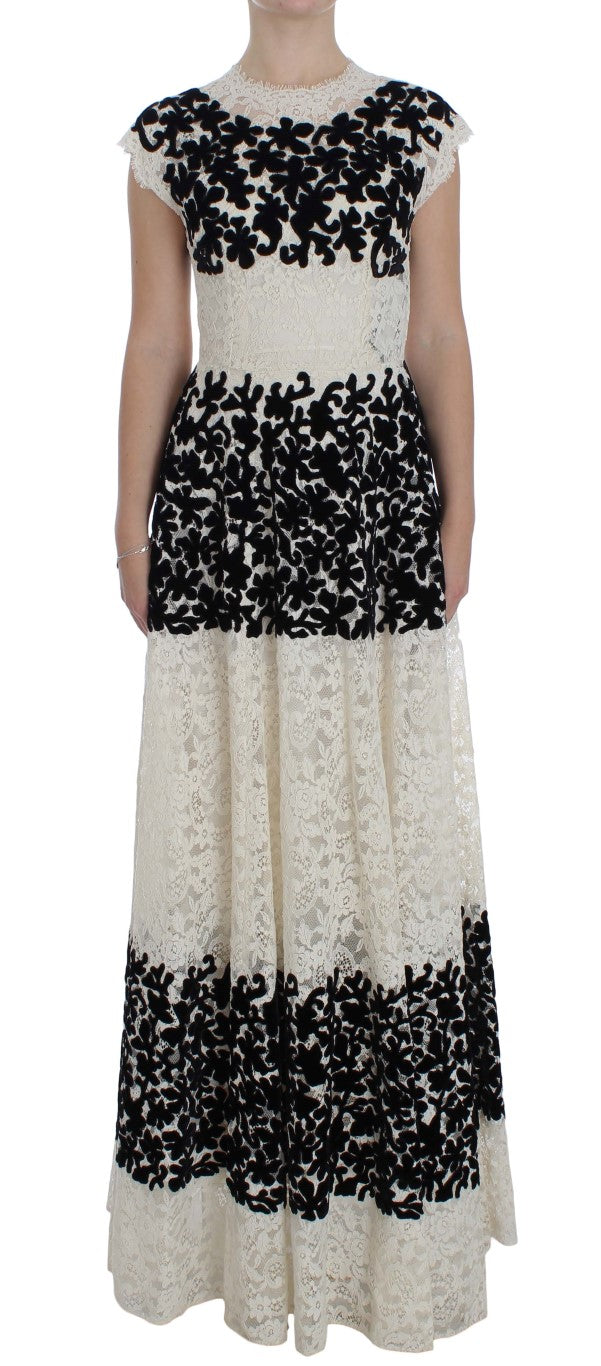 Dolce & Gabbana Floral Lace Ricamo Long Ball Maxi Women's Dress