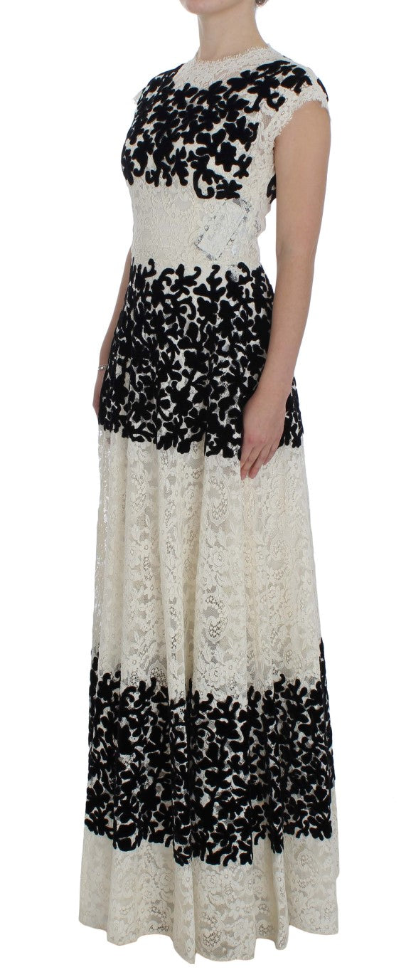 Dolce & Gabbana Floral Lace Ricamo Long Ball Maxi Women's Dress