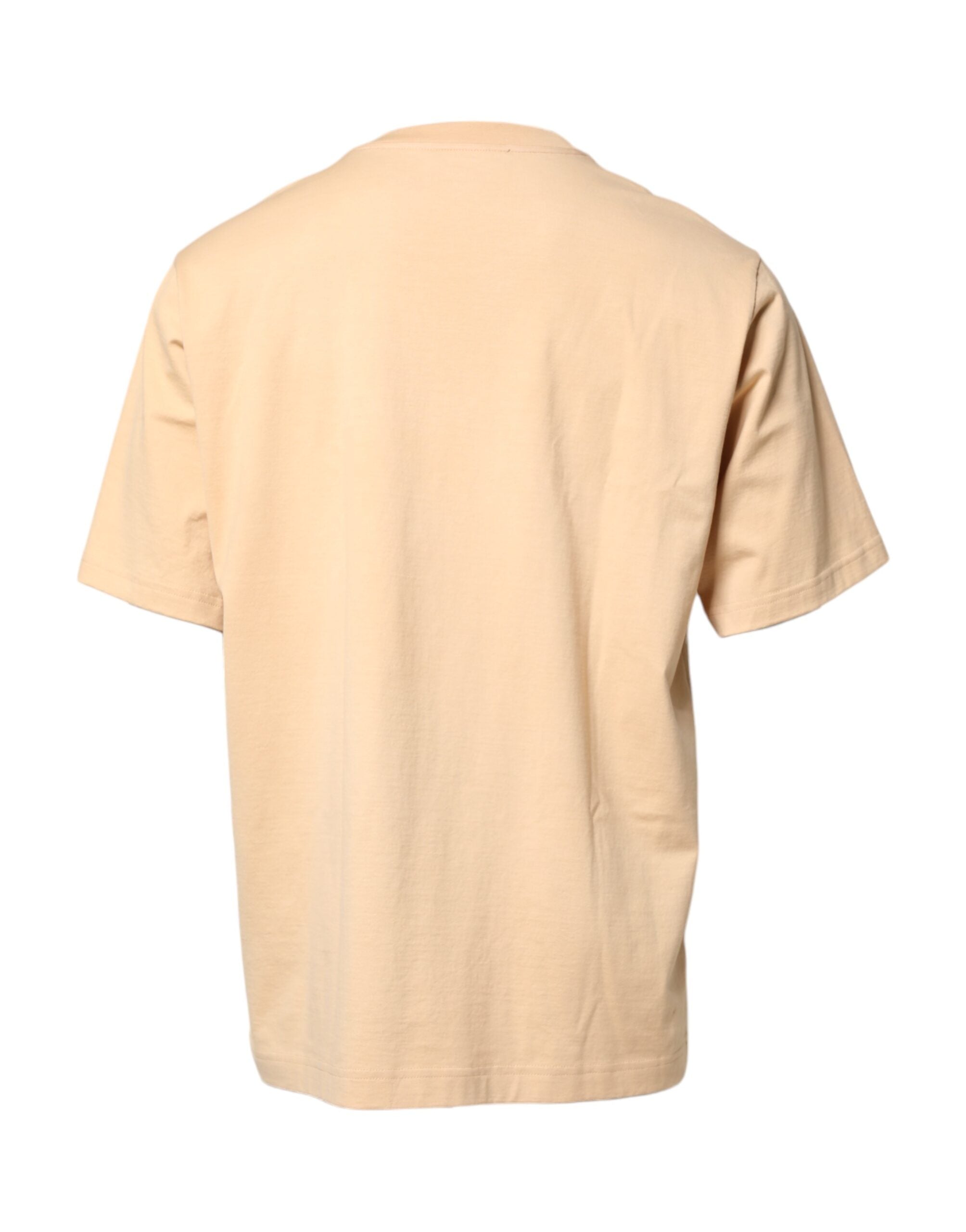 Dolce & Gabbana Beige Cotton Logo Print Crew Neck Men's T-shirt