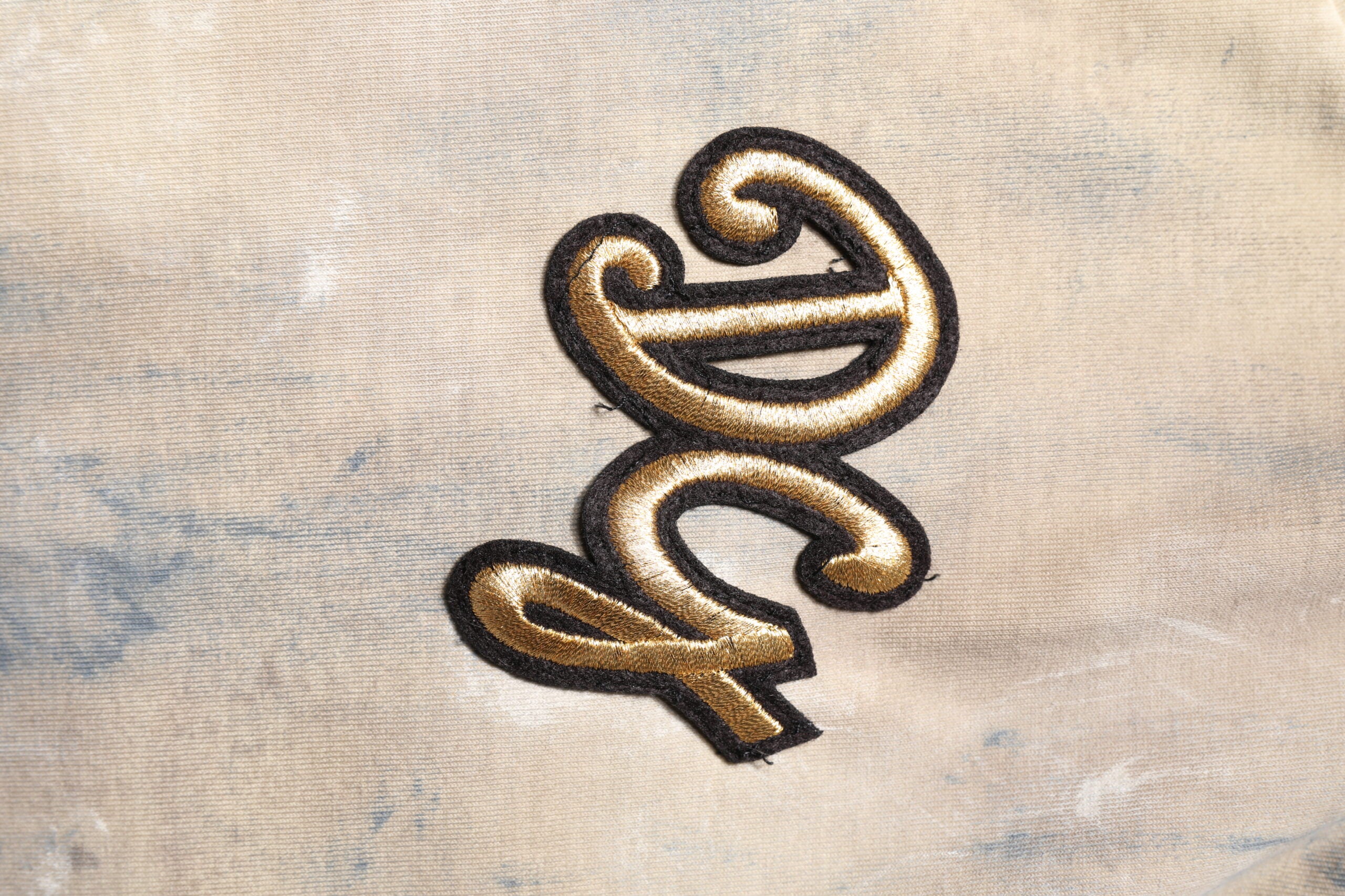 Dolce & Gabbana Beige Tie Dye DG Embroidery Cropped Men's T-shirt