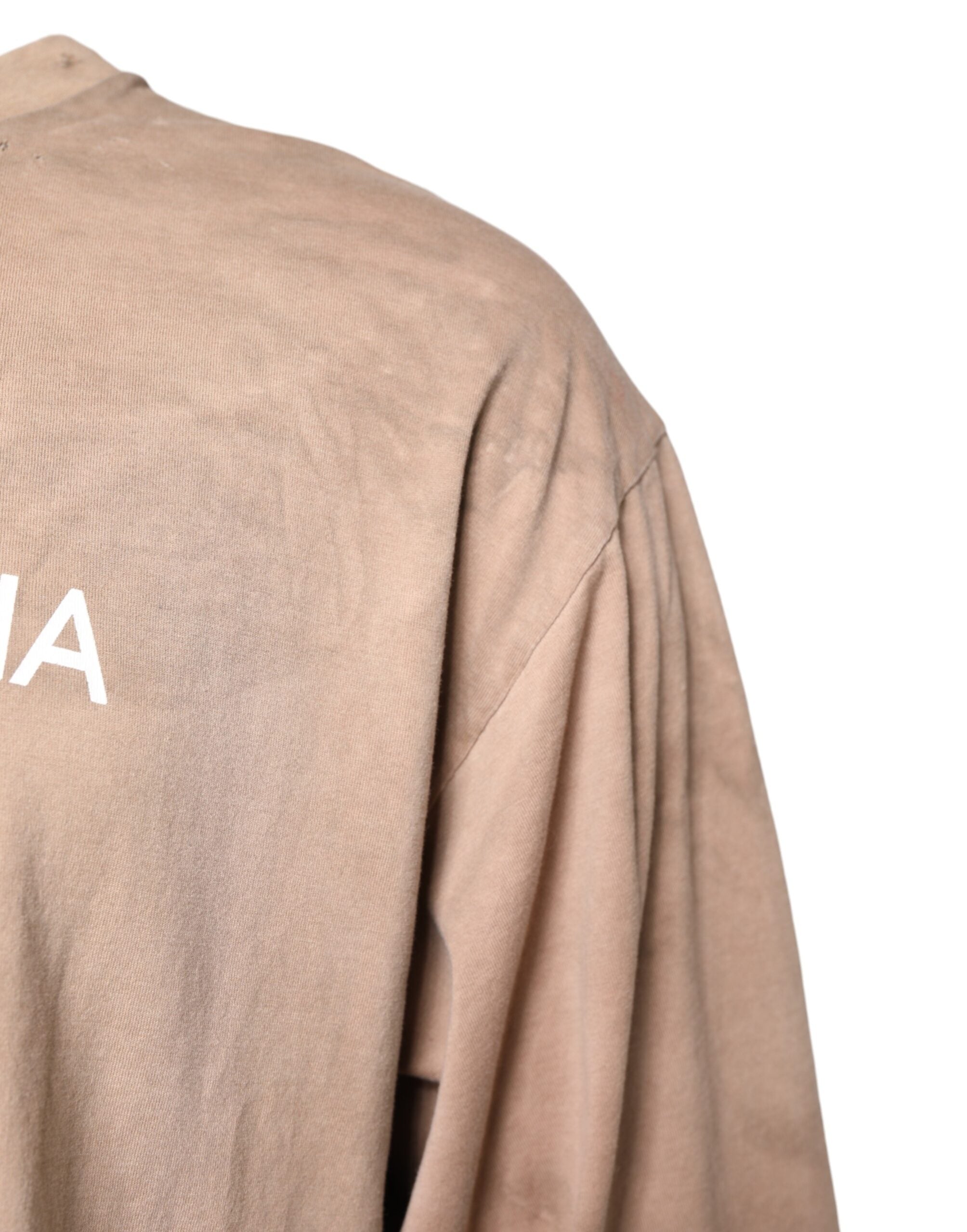 Dolce & Gabbana Beige Tie Dye Logo Print Cropped Men's T-shirt (Pre-Owned)