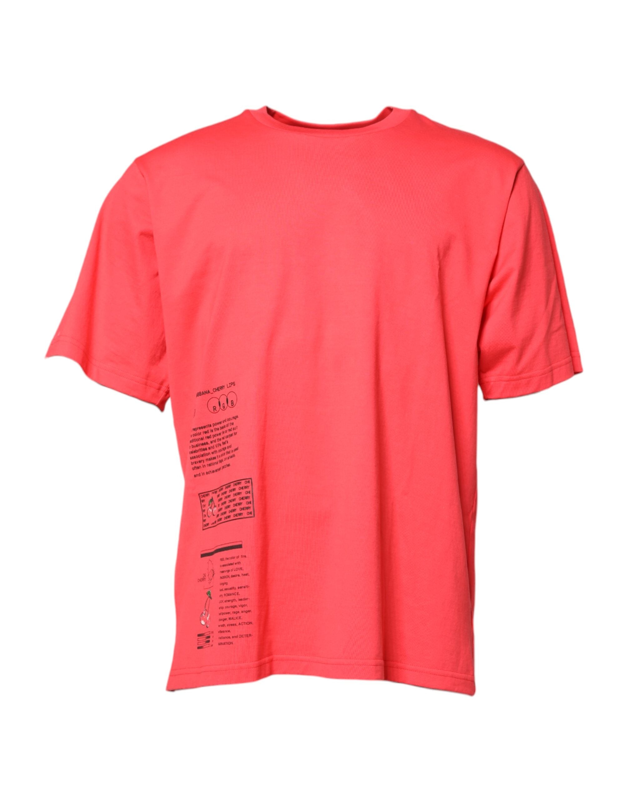 Dolce & Gabbana Red Cotton Lettering Print Crew Neck Men's T-shirt (Pre-Owned)