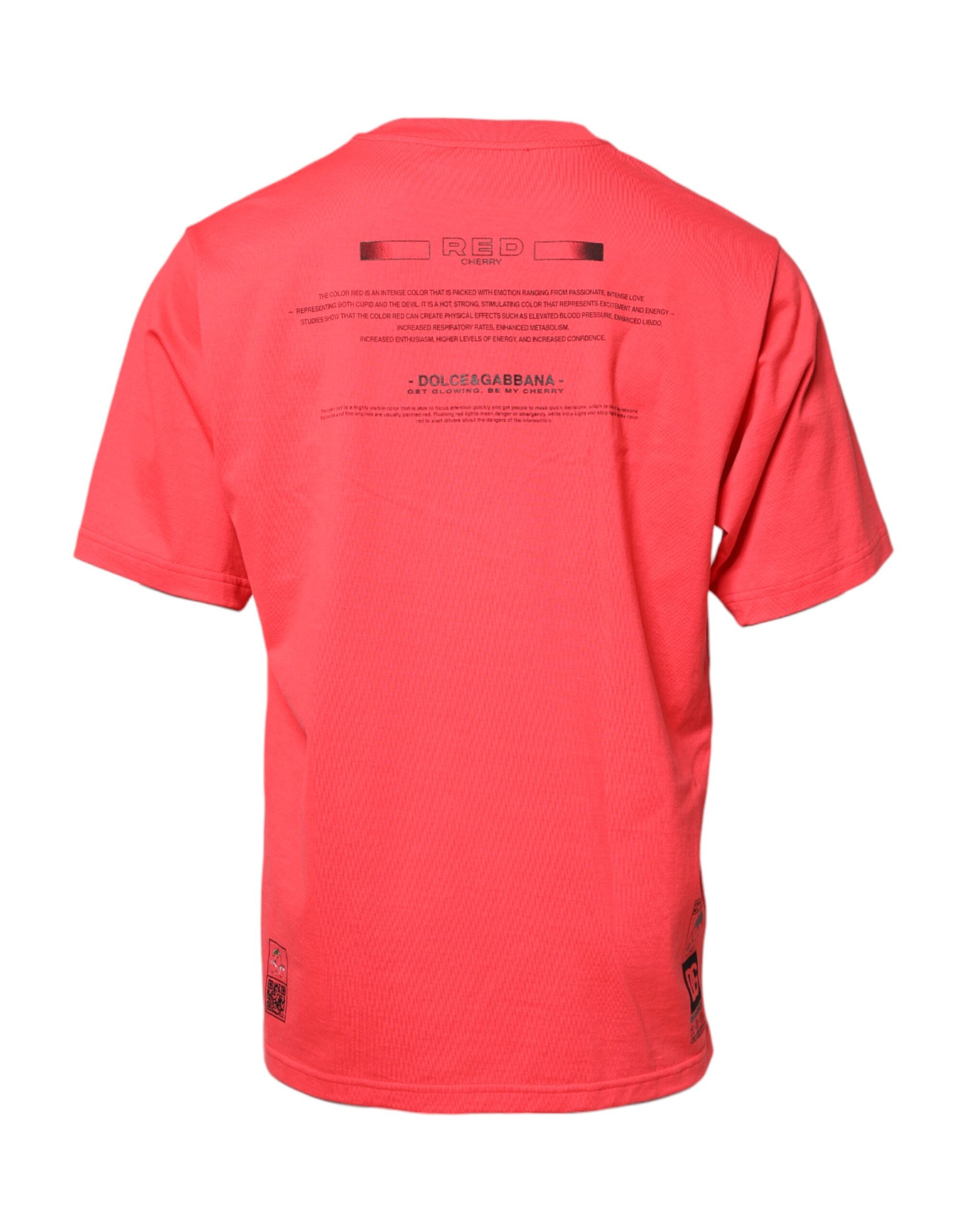 Dolce & Gabbana Red Cotton Lettering Print Crew Neck Men's T-shirt (Pre-Owned)