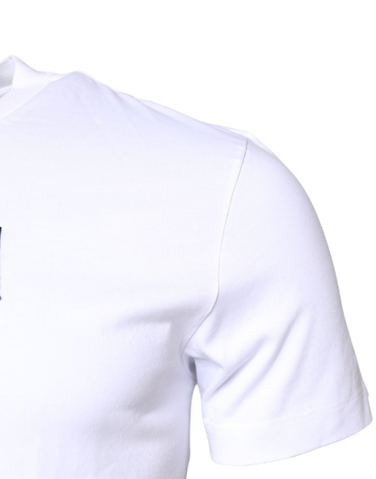 Dolce & Gabbana White Cotton Logo Patch Crew Neck Men's T-shirt (Pre-Owned)