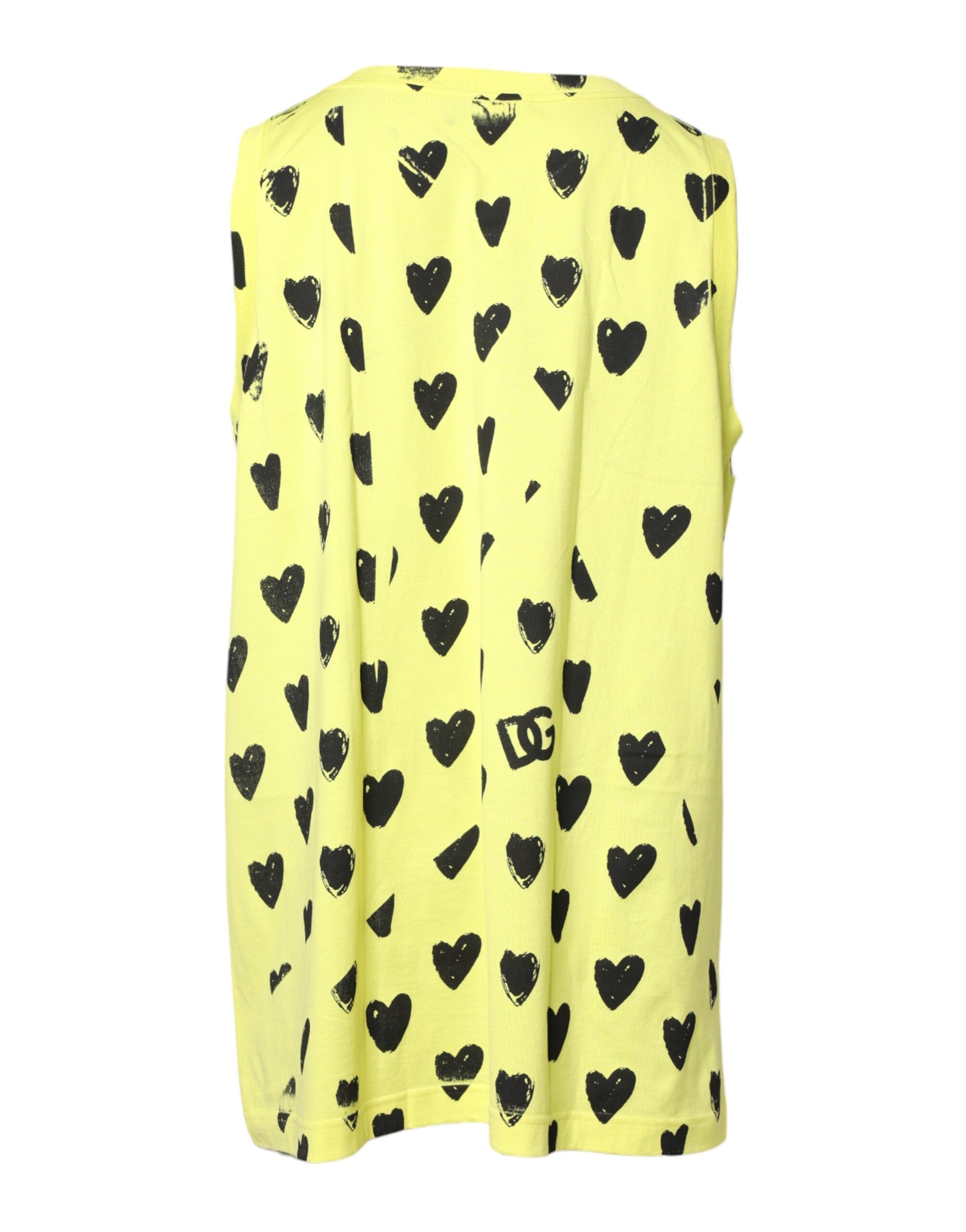 Dolce & Gabbana Yellow Cotton Sleeveless DG Heart Men's T-shirt (Pre-Owned)