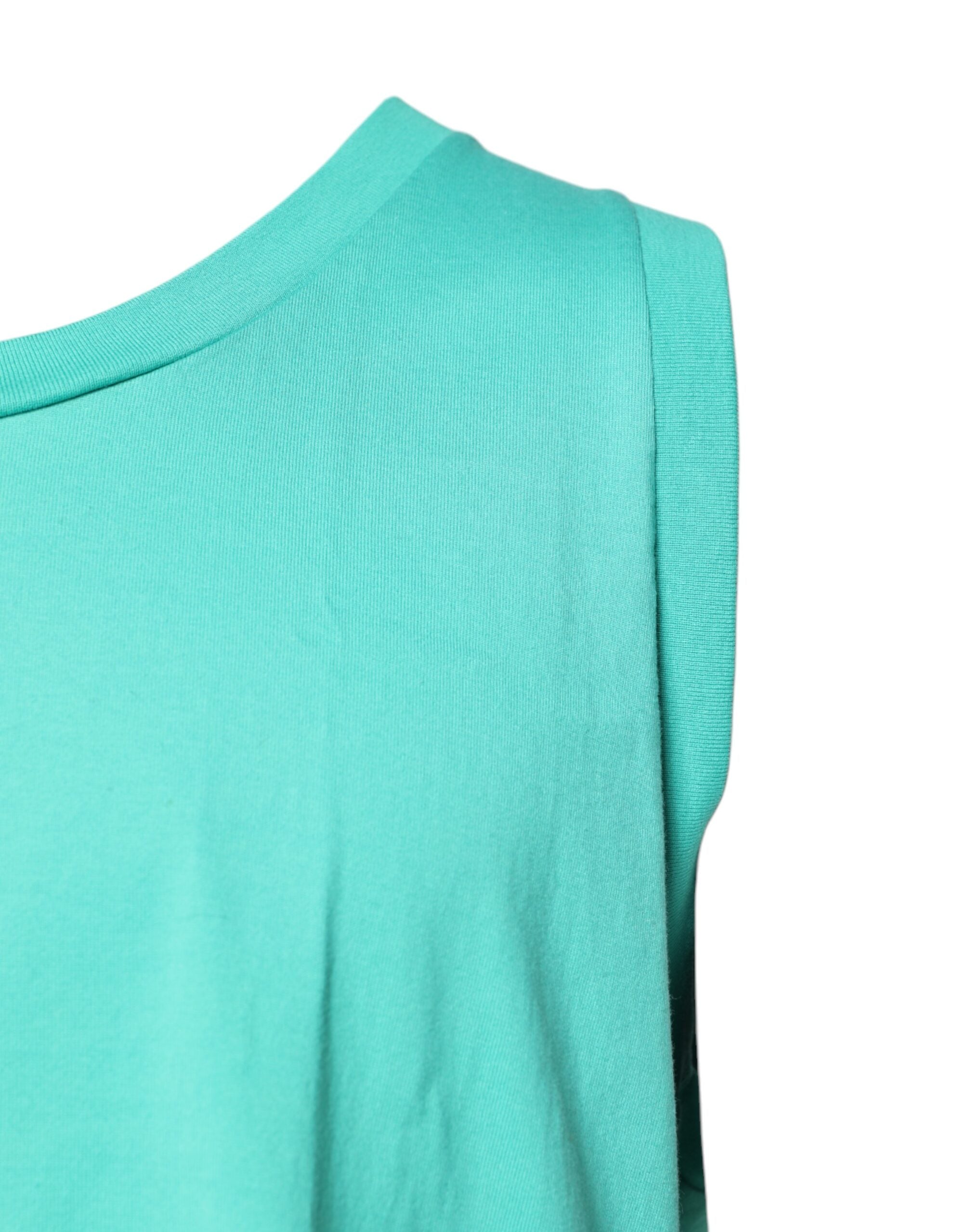 Dolce & Gabbana Green Sleeveless Logo Round Neck Men's T-shirt