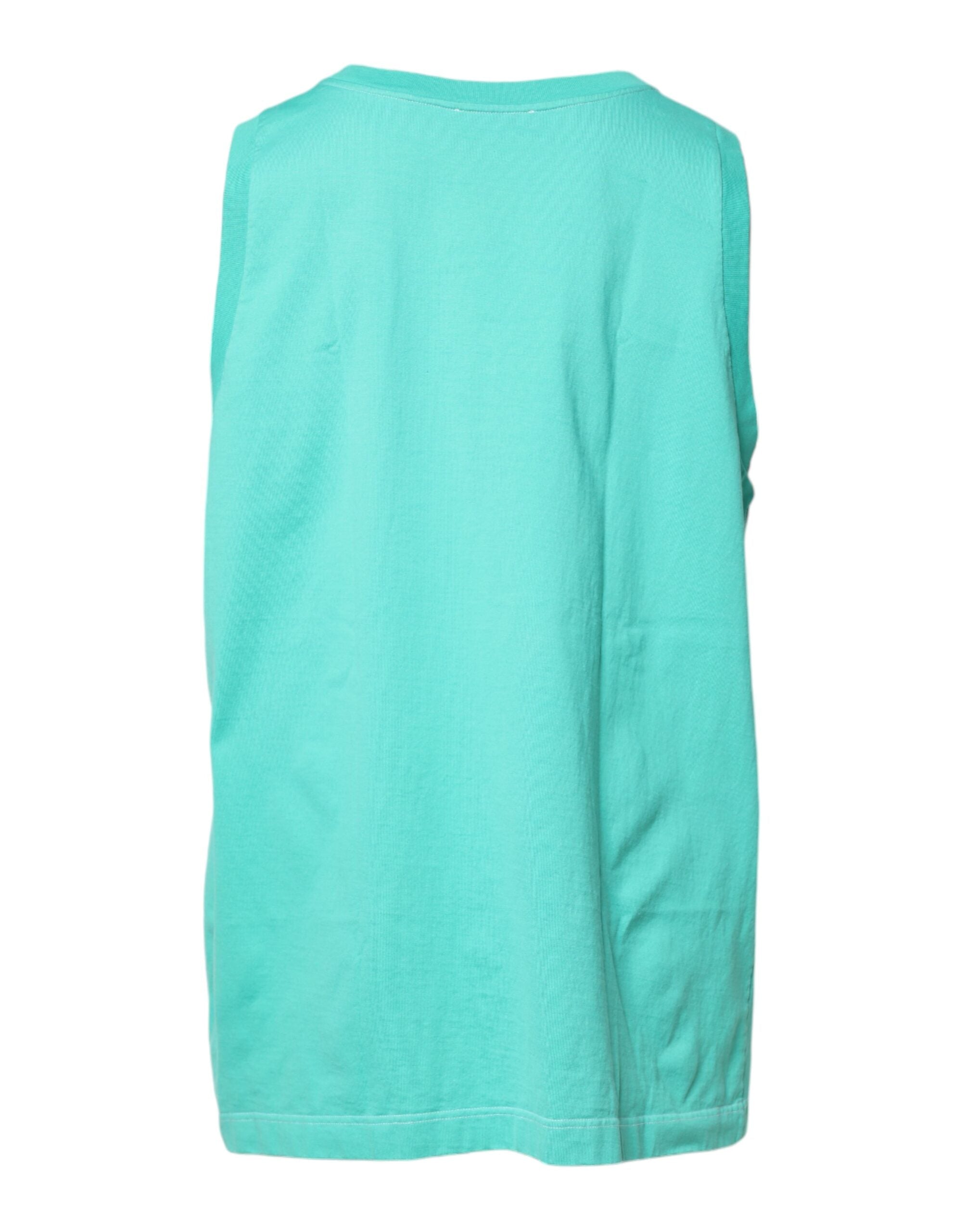 Dolce & Gabbana Green Sleeveless Logo Round Neck Men's T-shirt